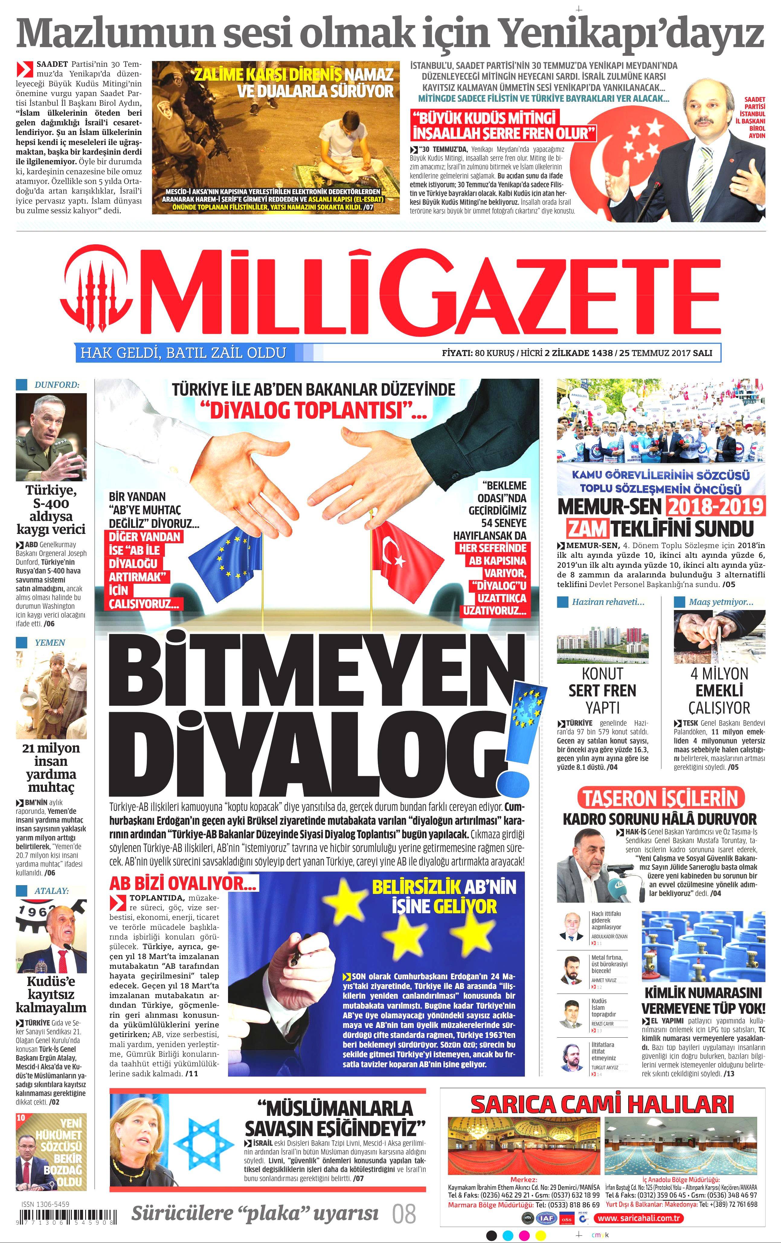 25 Temmuz 2017 gazete manşetleri - 144