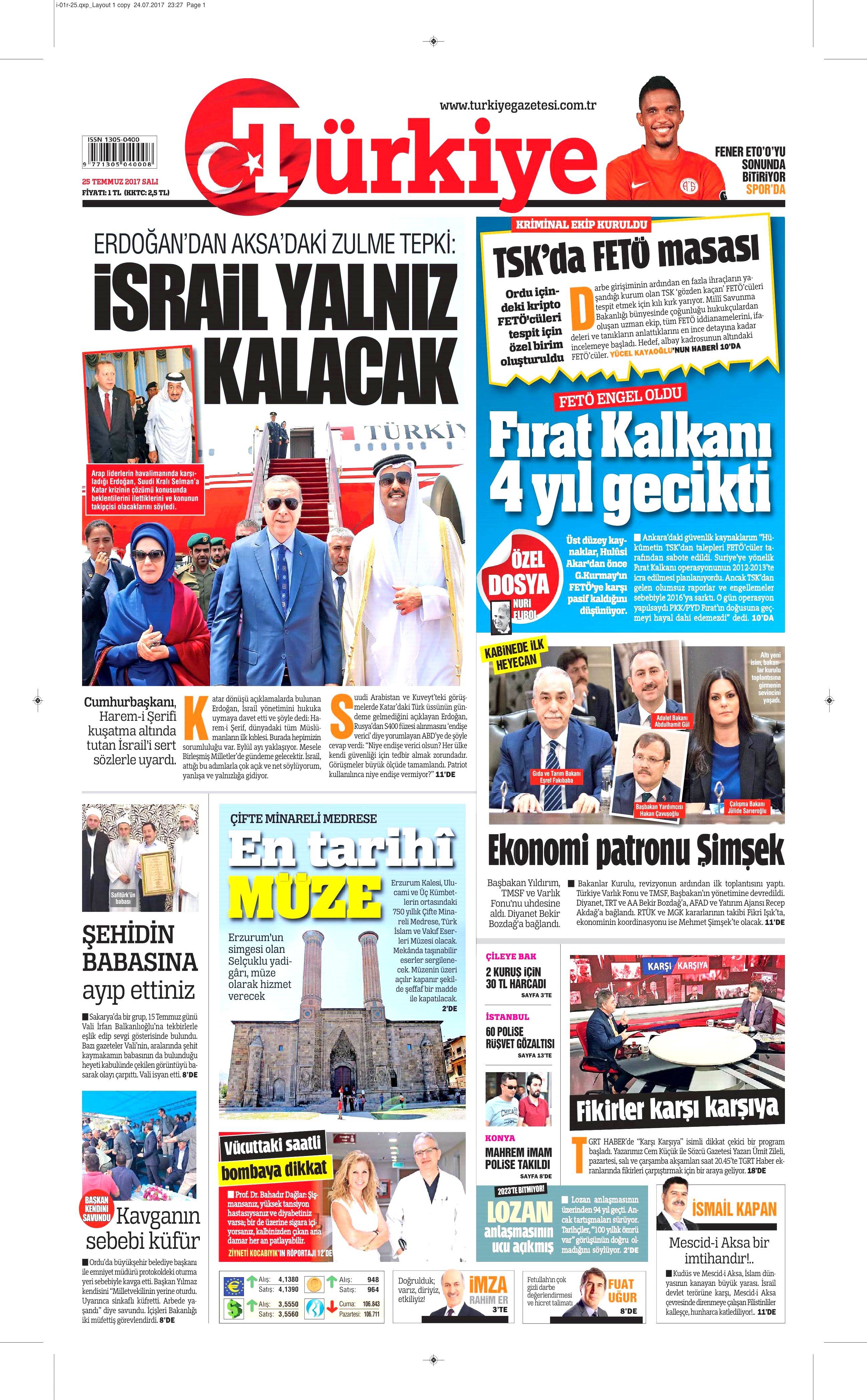 25 Temmuz 2017 gazete manşetleri - 148