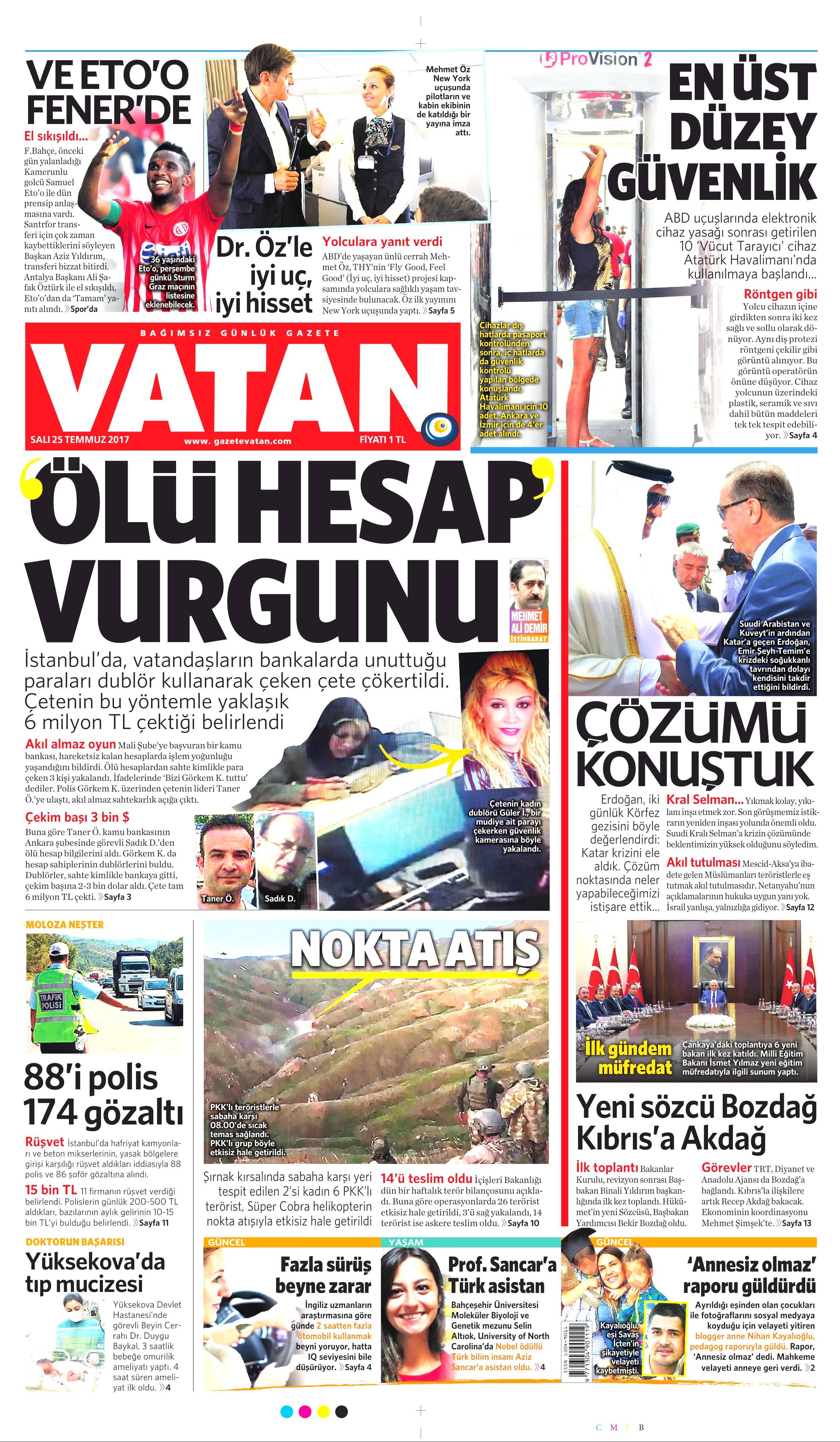 25 Temmuz 2017 gazete manşetleri - 149