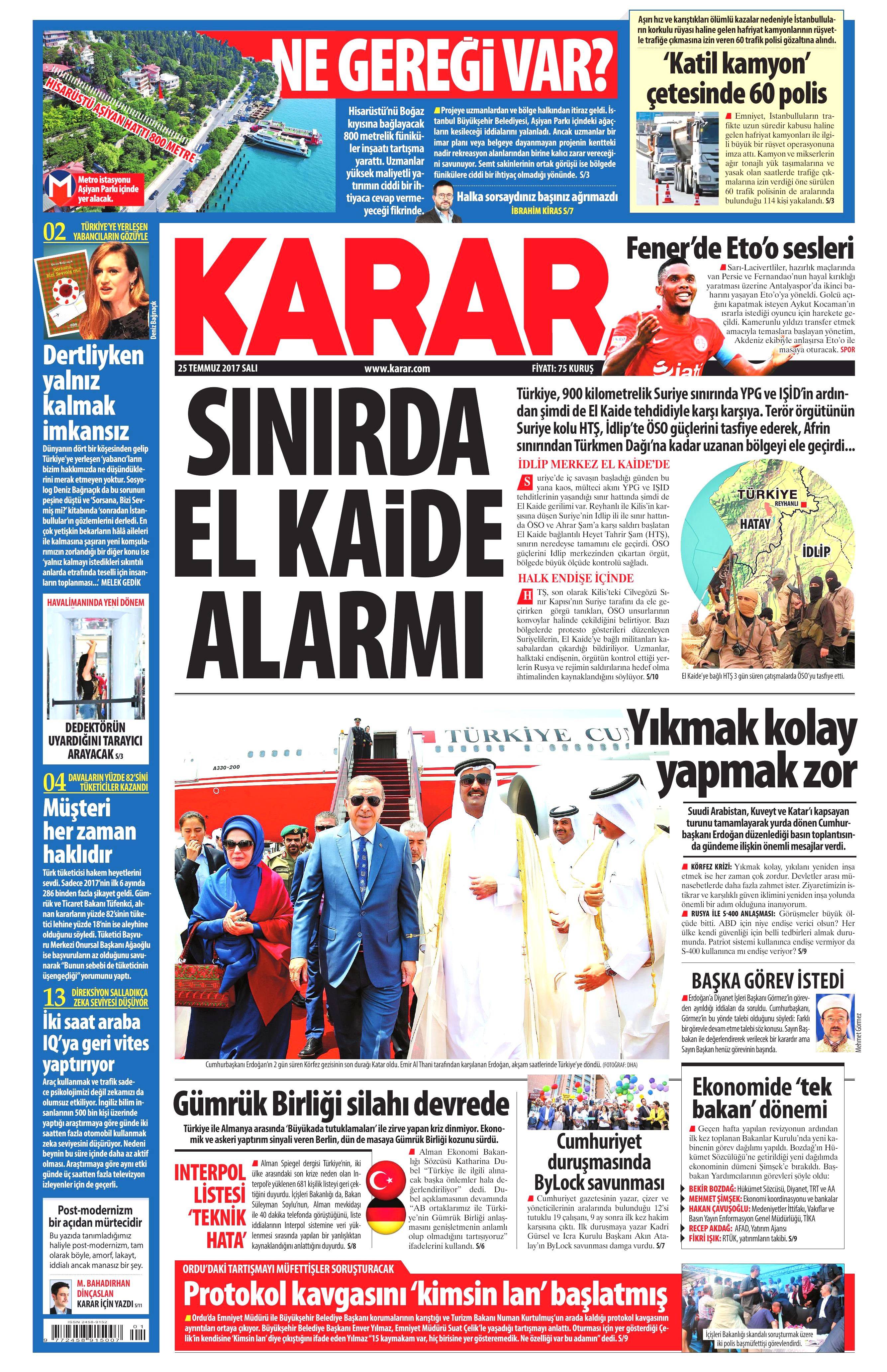 25 Temmuz 2017 gazete manşetleri - 162