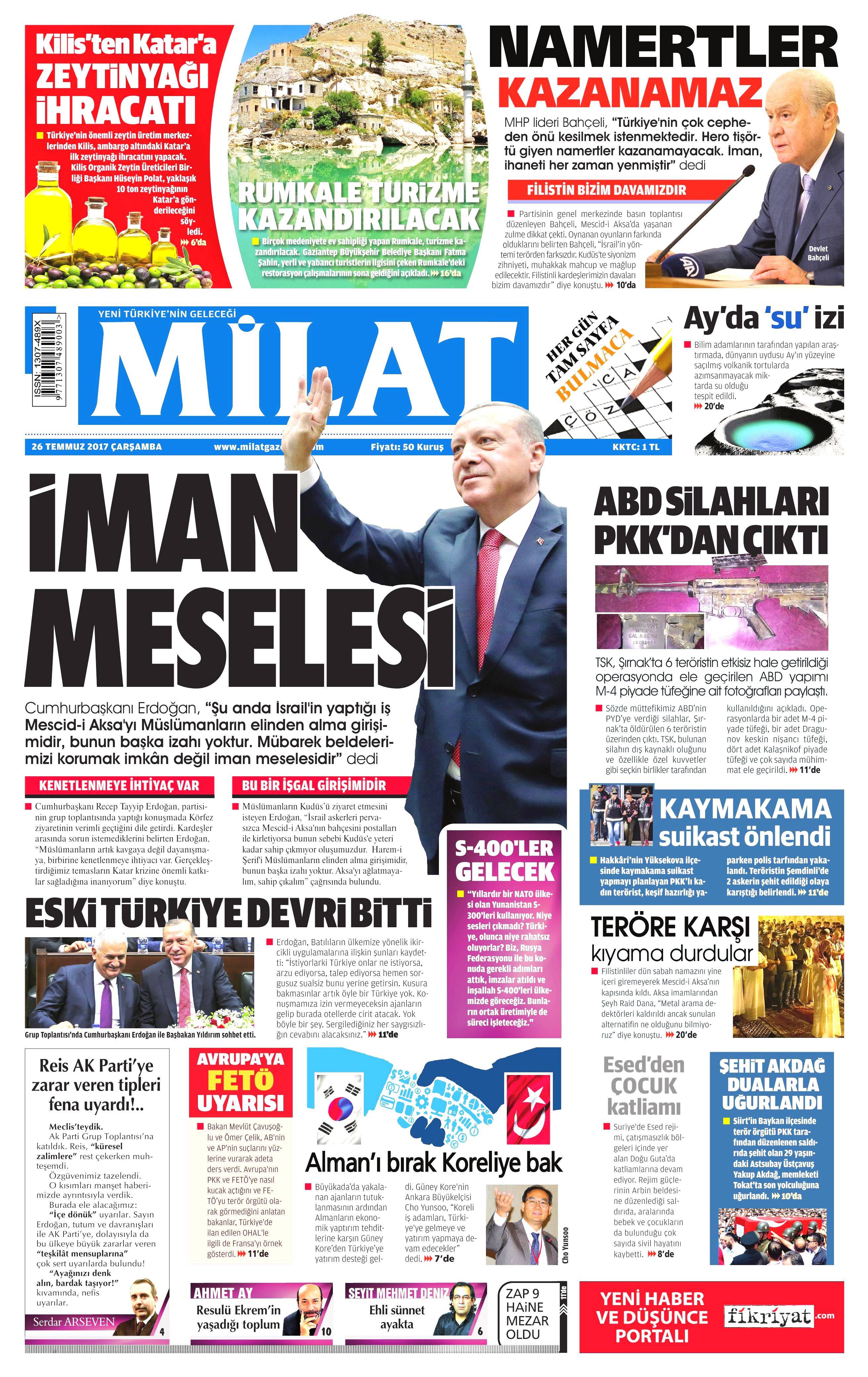 26 Temmuz 2017 gazete manşetleri - 17