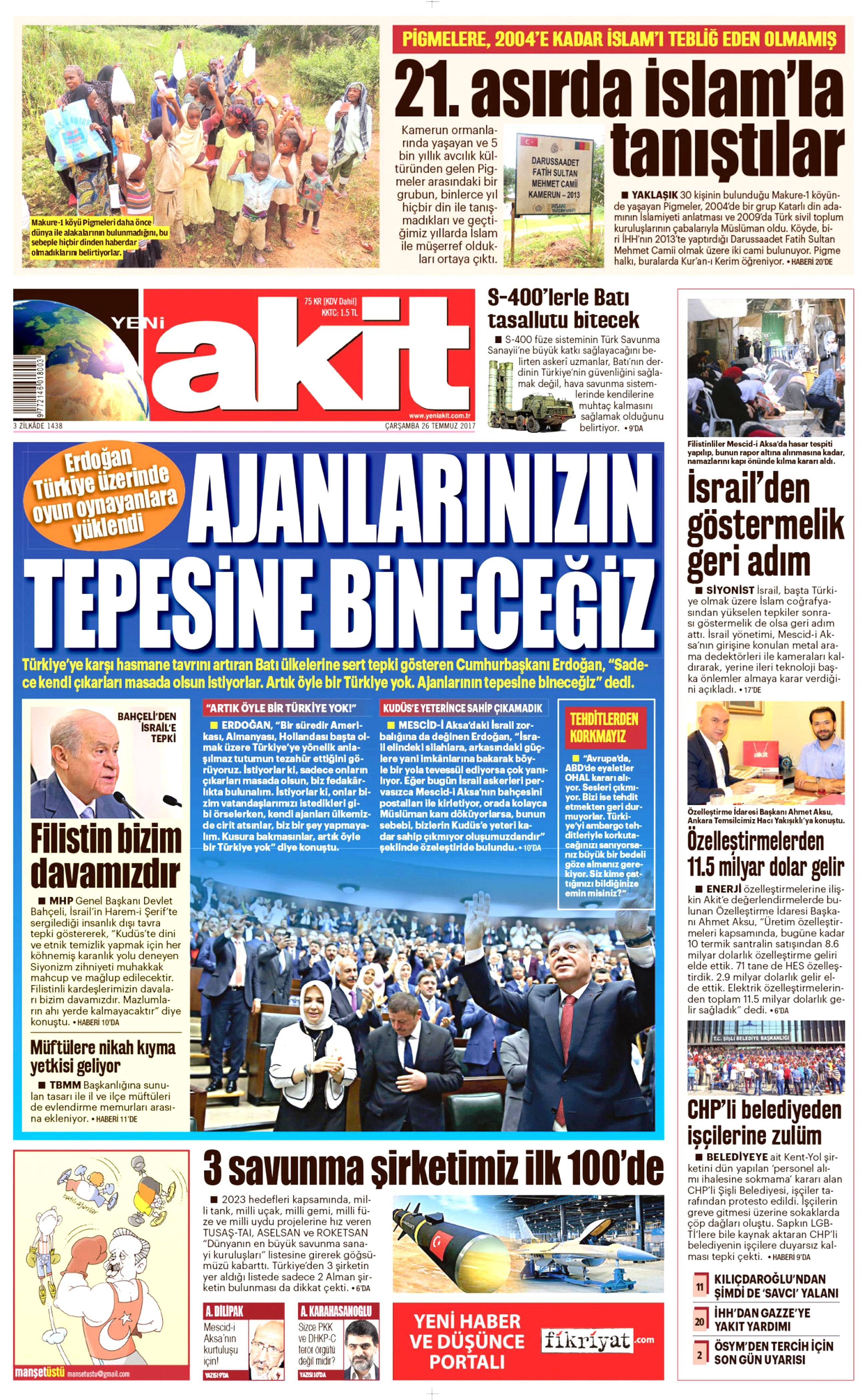 26 Temmuz 2017 gazete manşetleri - 2