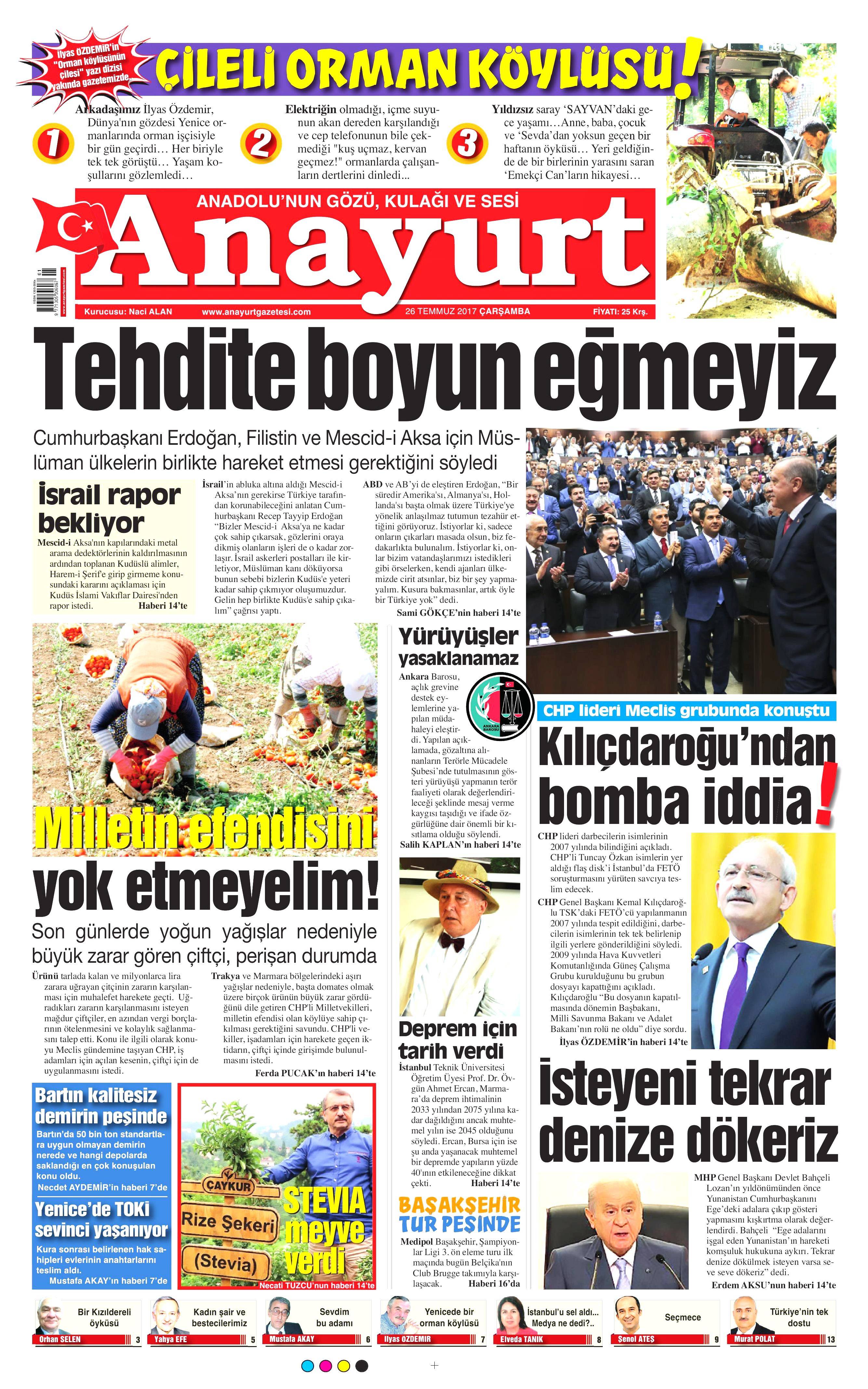 26 Temmuz 2017 gazete manşetleri - 3