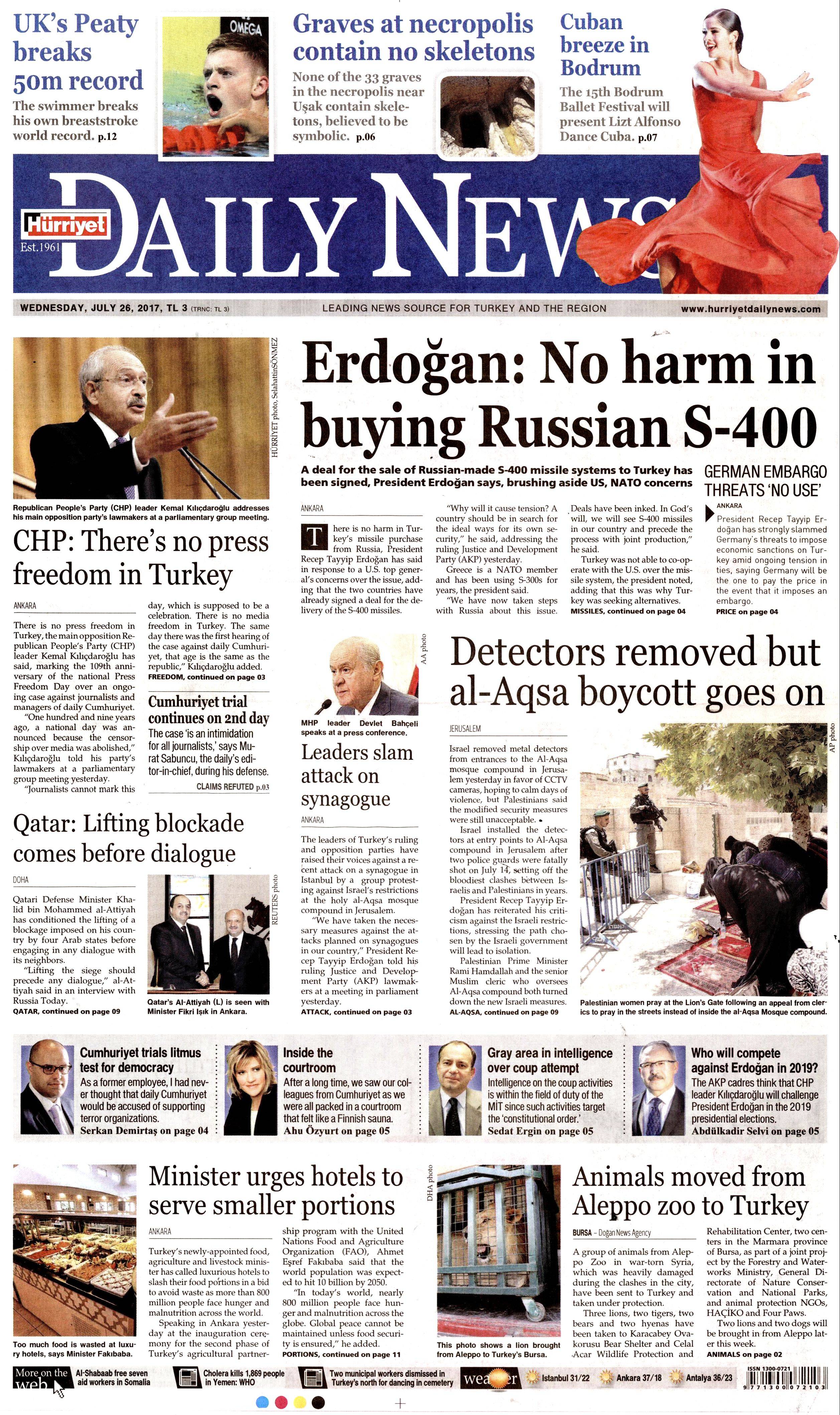 26 Temmuz 2017 gazete manşetleri - 4