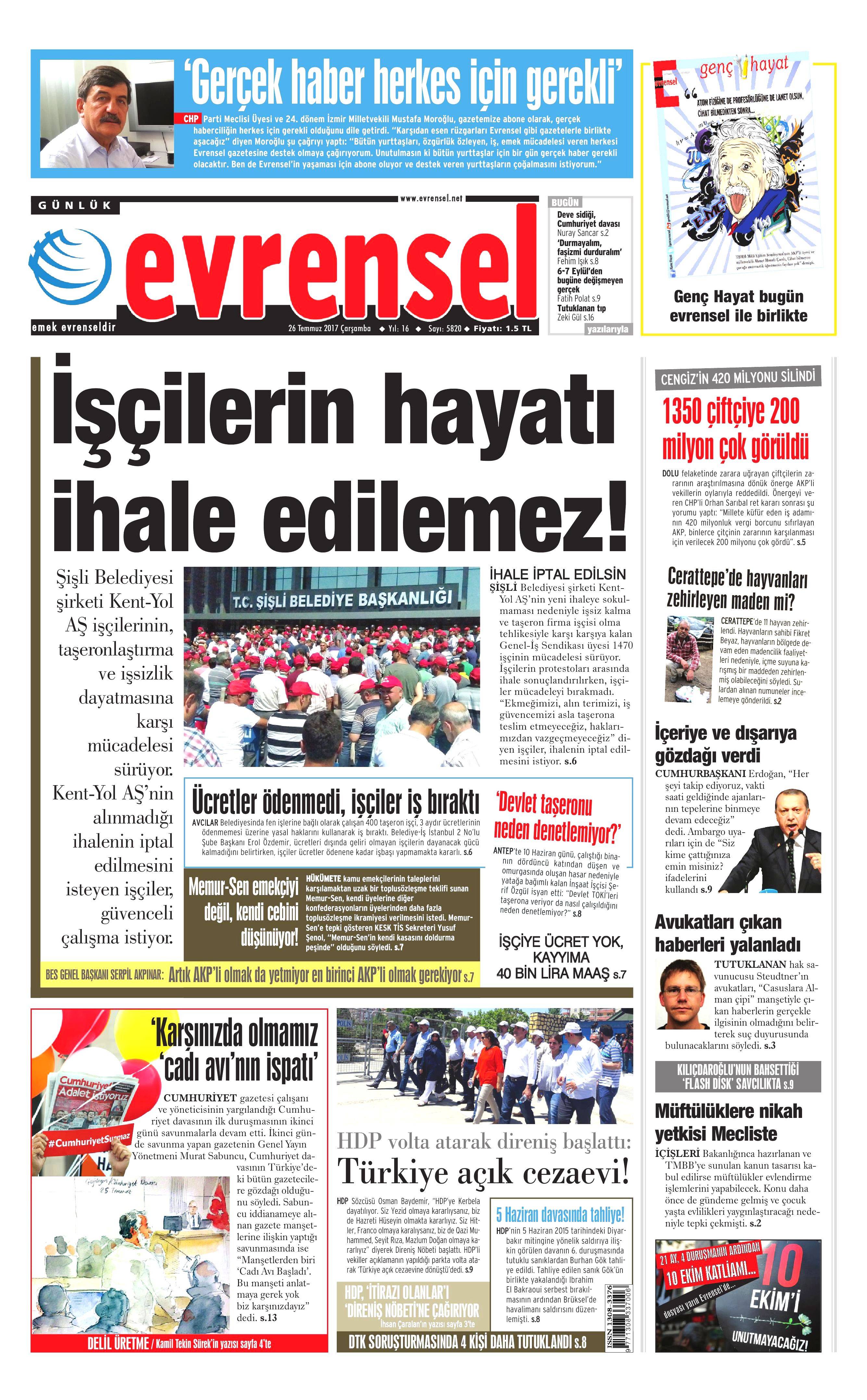 26 Temmuz 2017 gazete manşetleri - 39