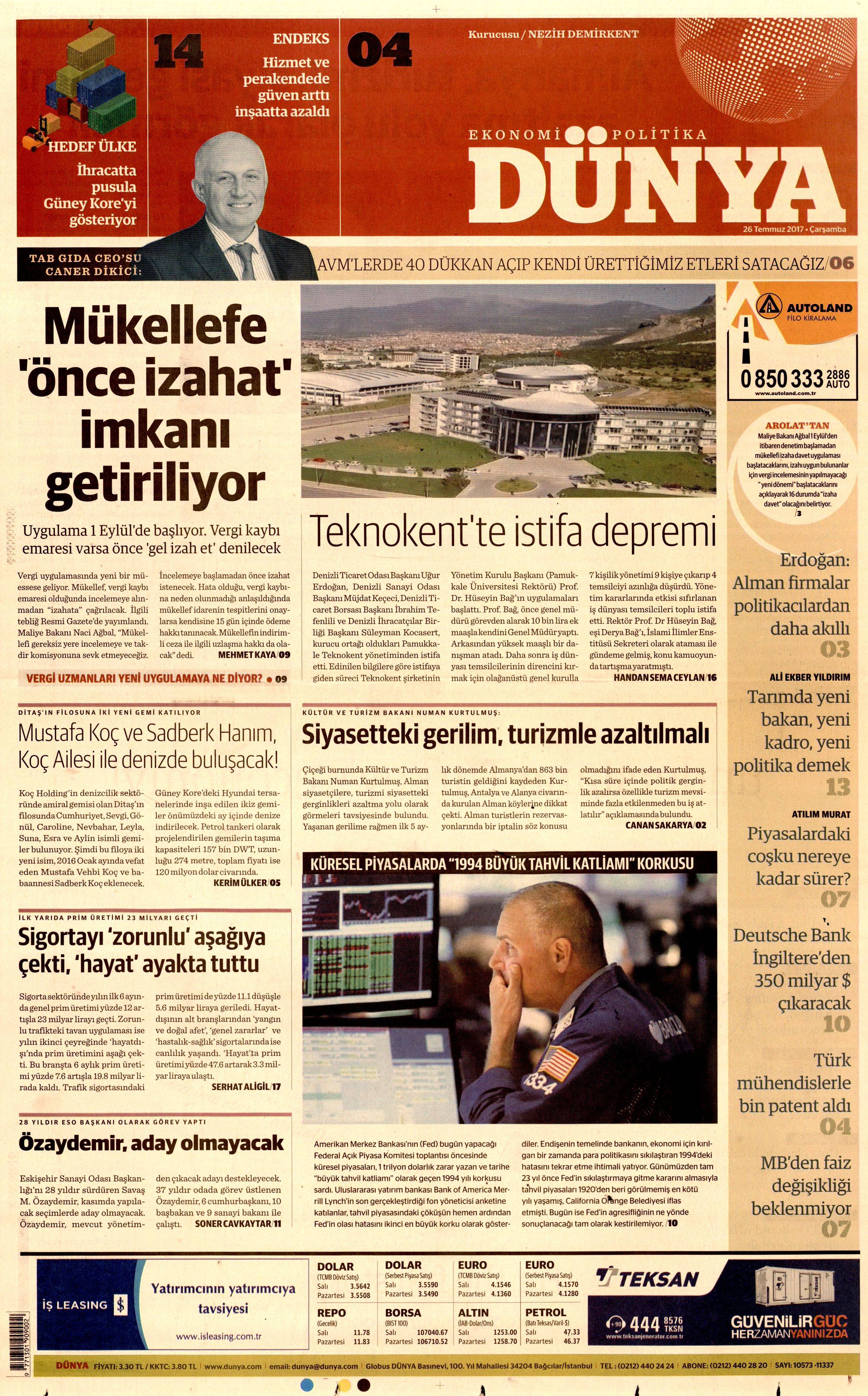 26 Temmuz 2017 gazete manşetleri - 6