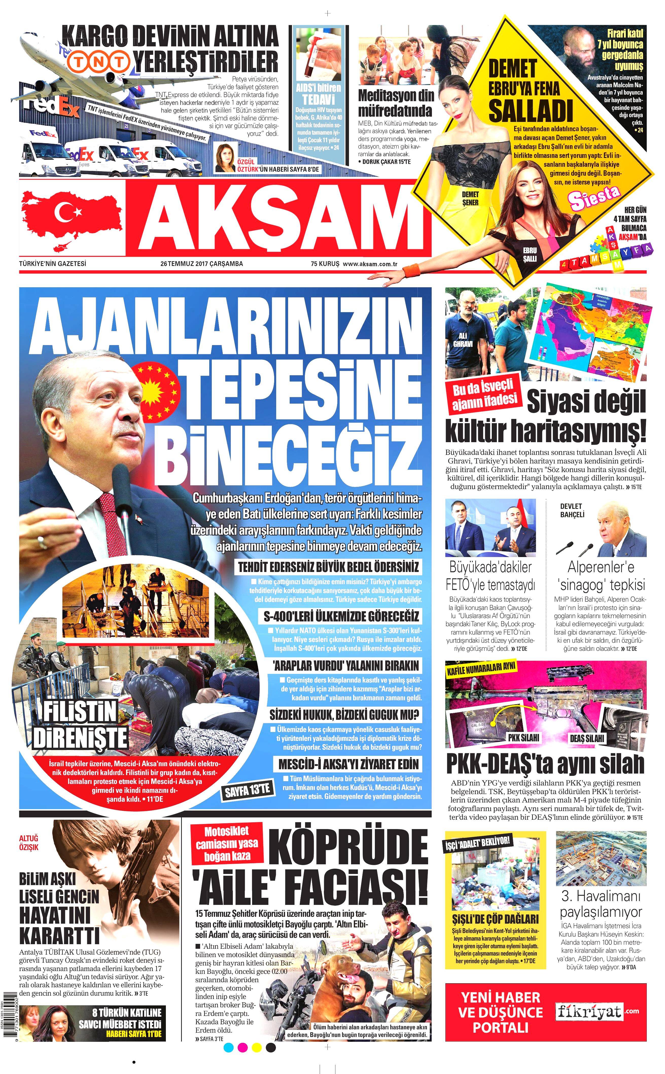 26 Temmuz 2017 gazete manşetleri - 1