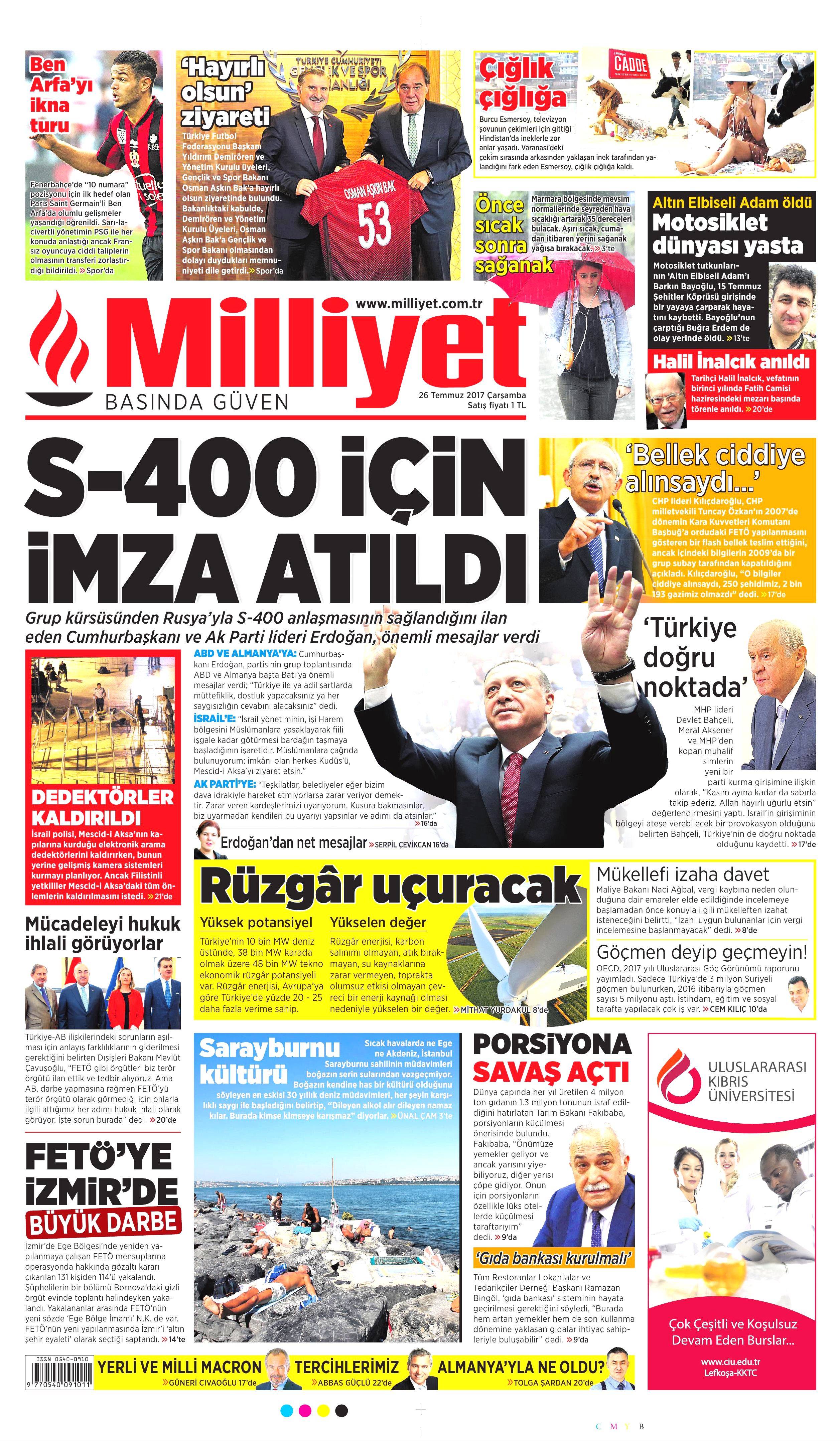 26 Temmuz 2017 gazete manşetleri - 16