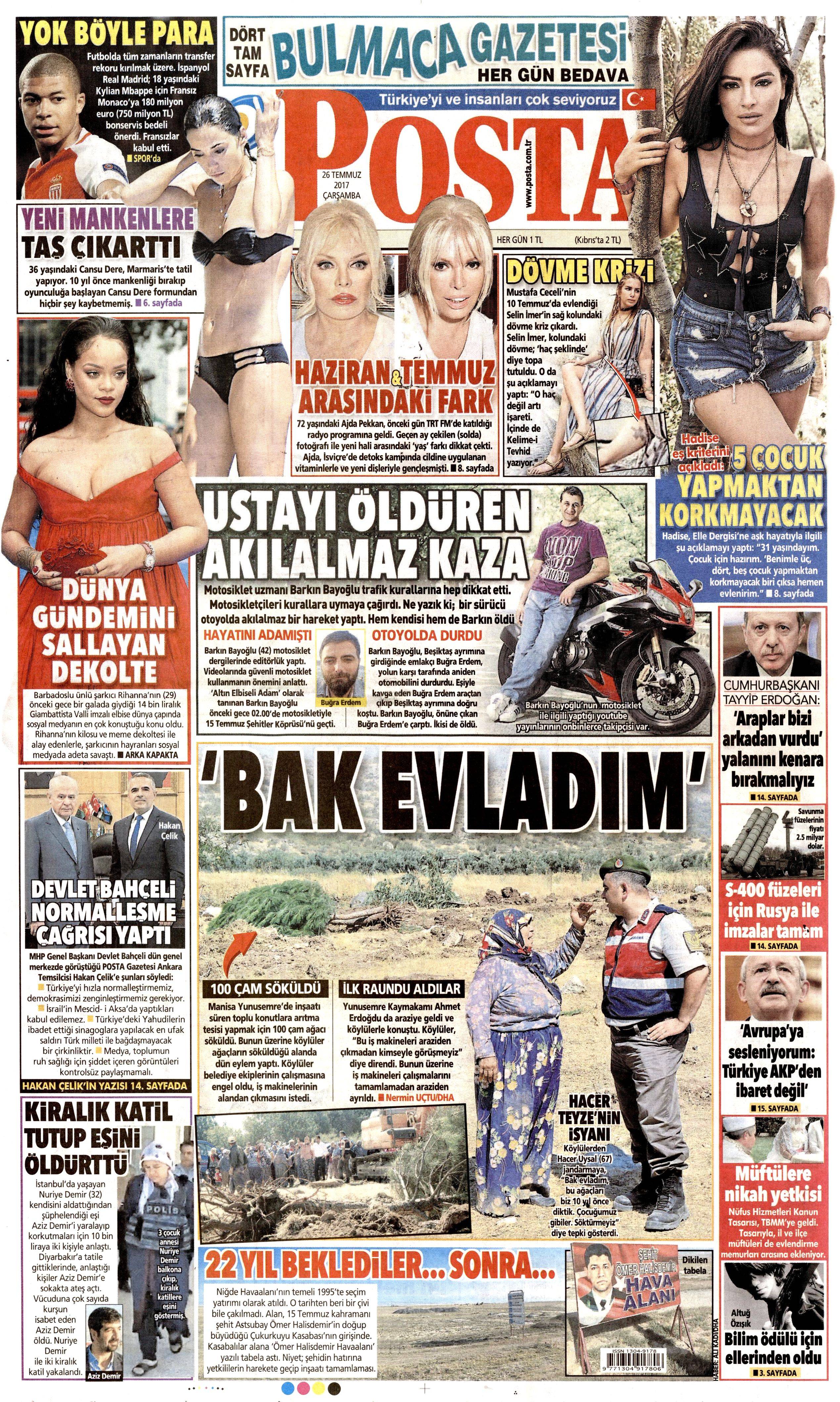 26 Temmuz 2017 gazete manşetleri - 19