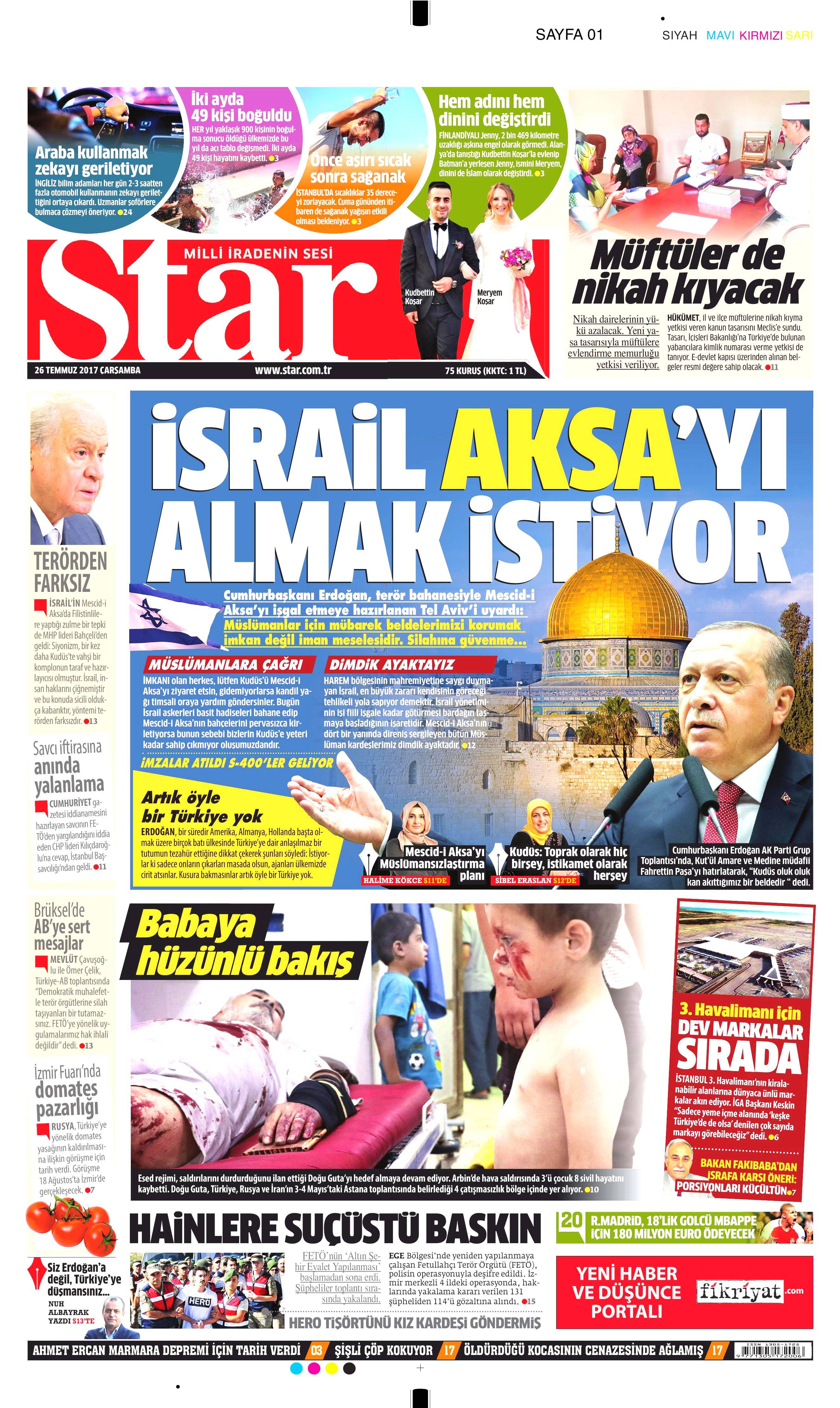 26 Temmuz 2017 gazete manşetleri - 22