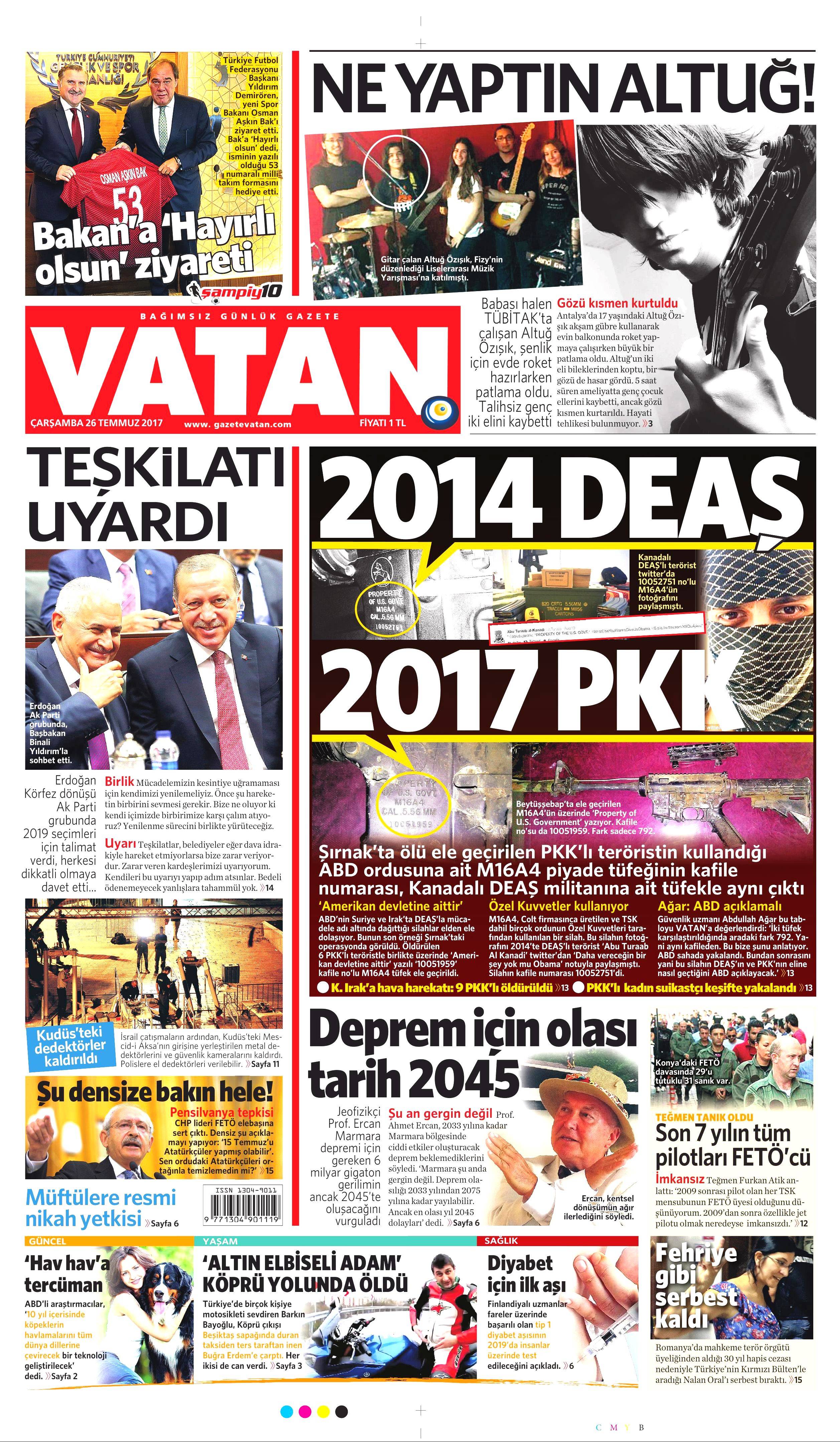 26 Temmuz 2017 gazete manşetleri - 25