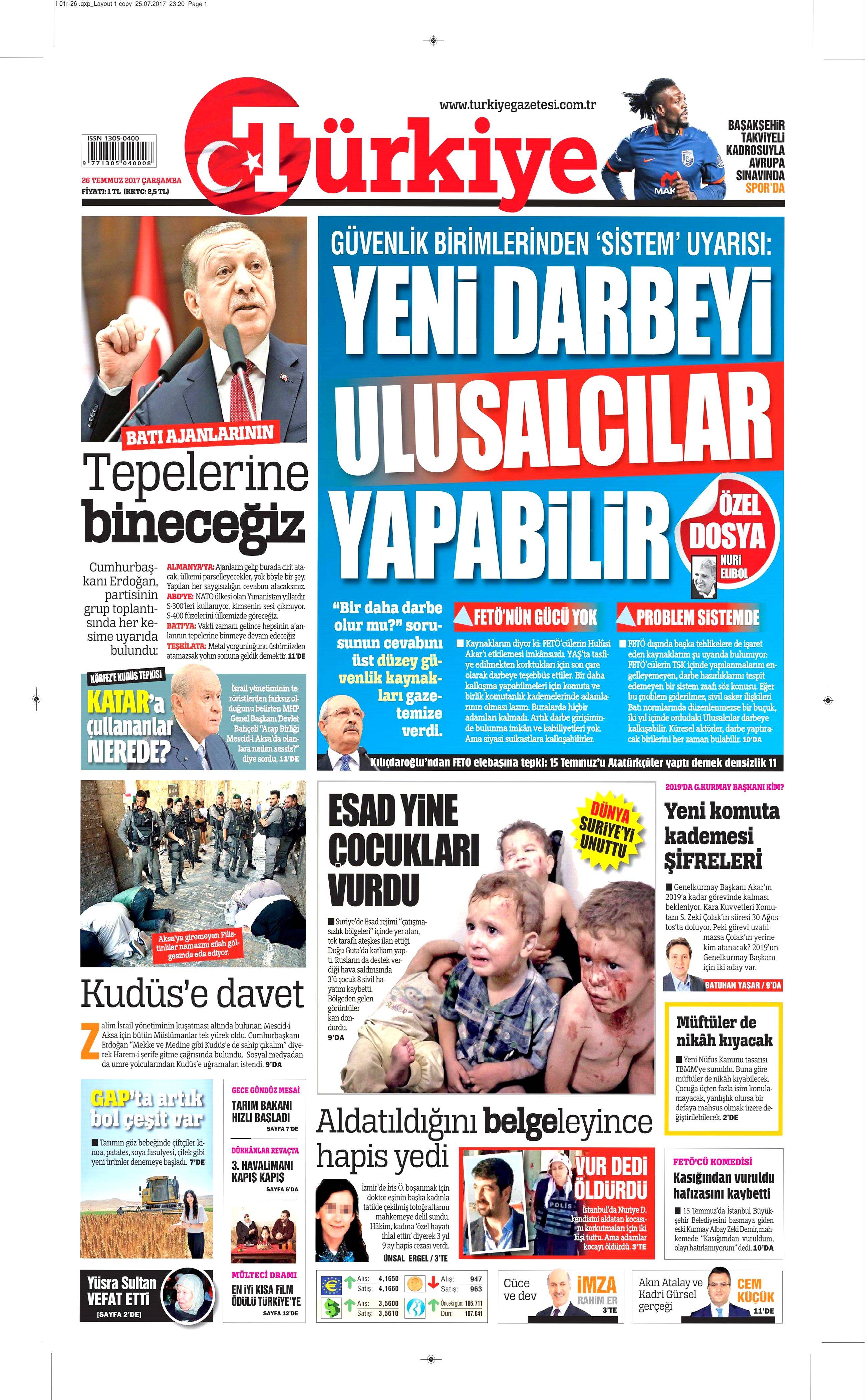 26 Temmuz 2017 gazete manşetleri - 24