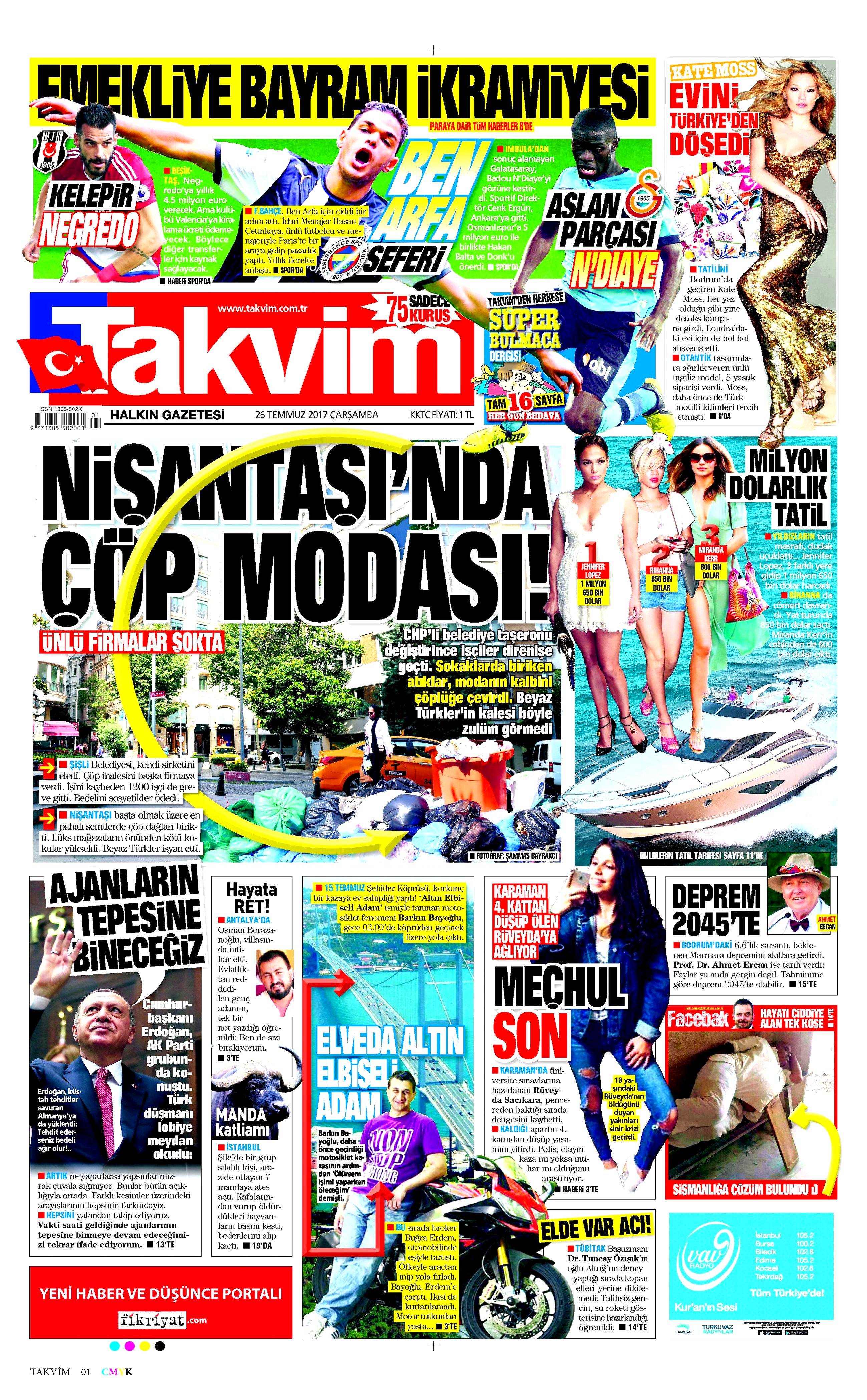 26 Temmuz 2017 gazete manşetleri - 23