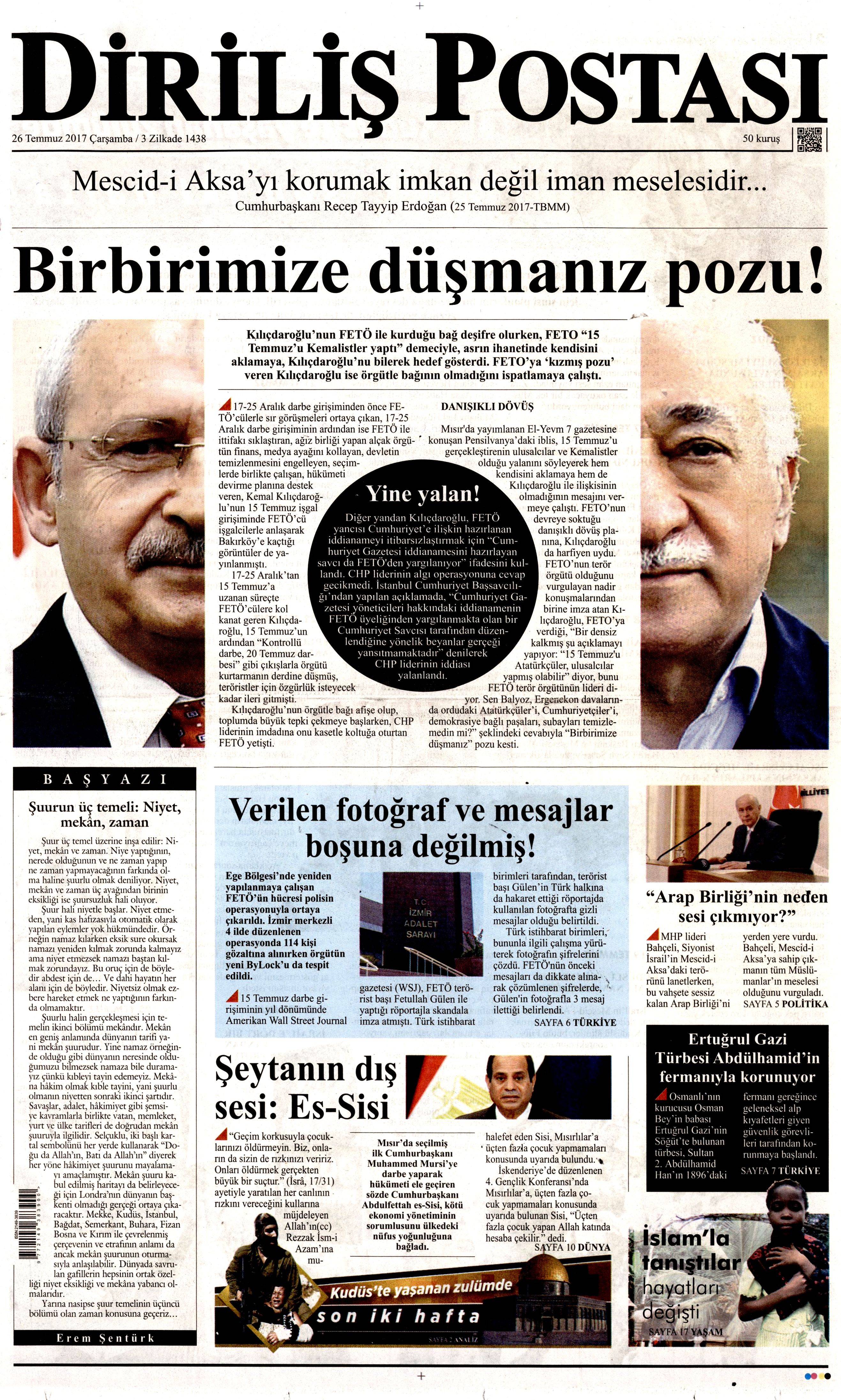 26 Temmuz 2017 gazete manşetleri - 7