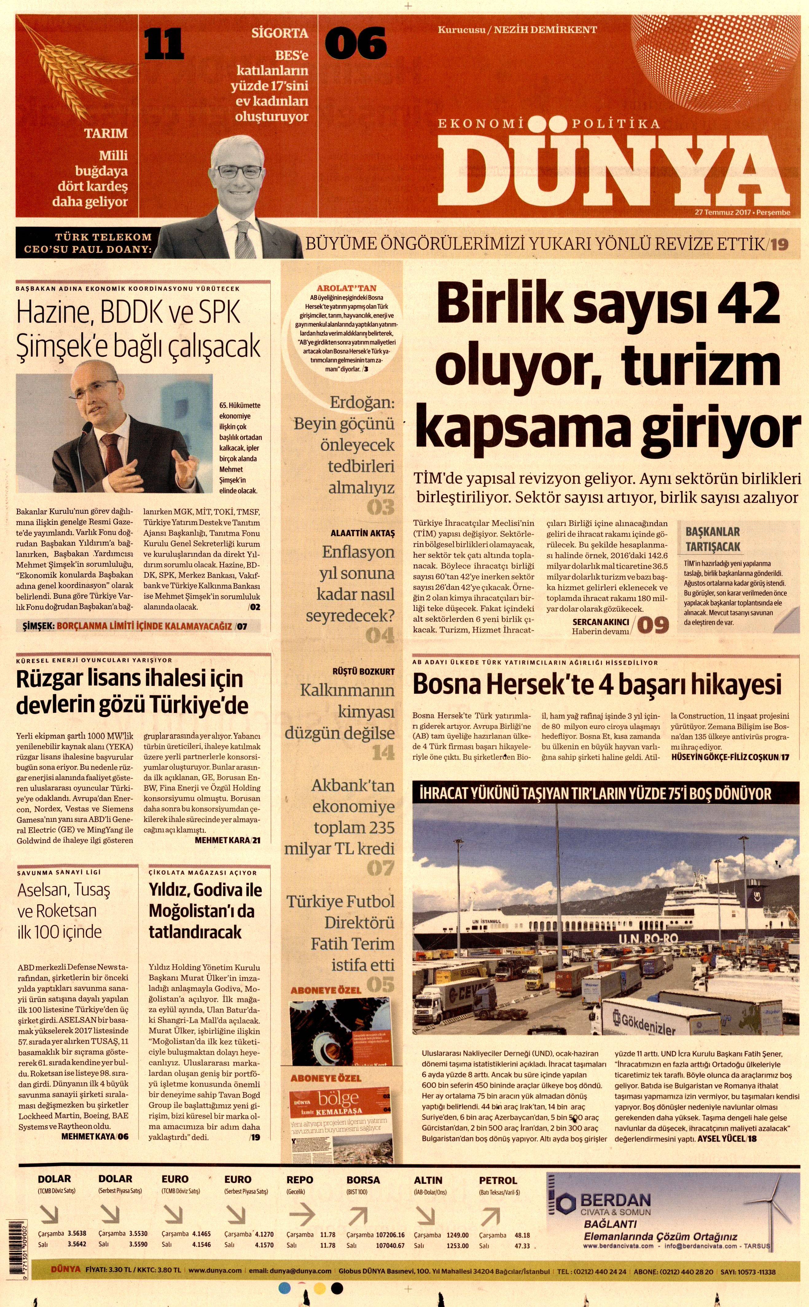 27 Temmuz 2017 gazete manşetleri - 7