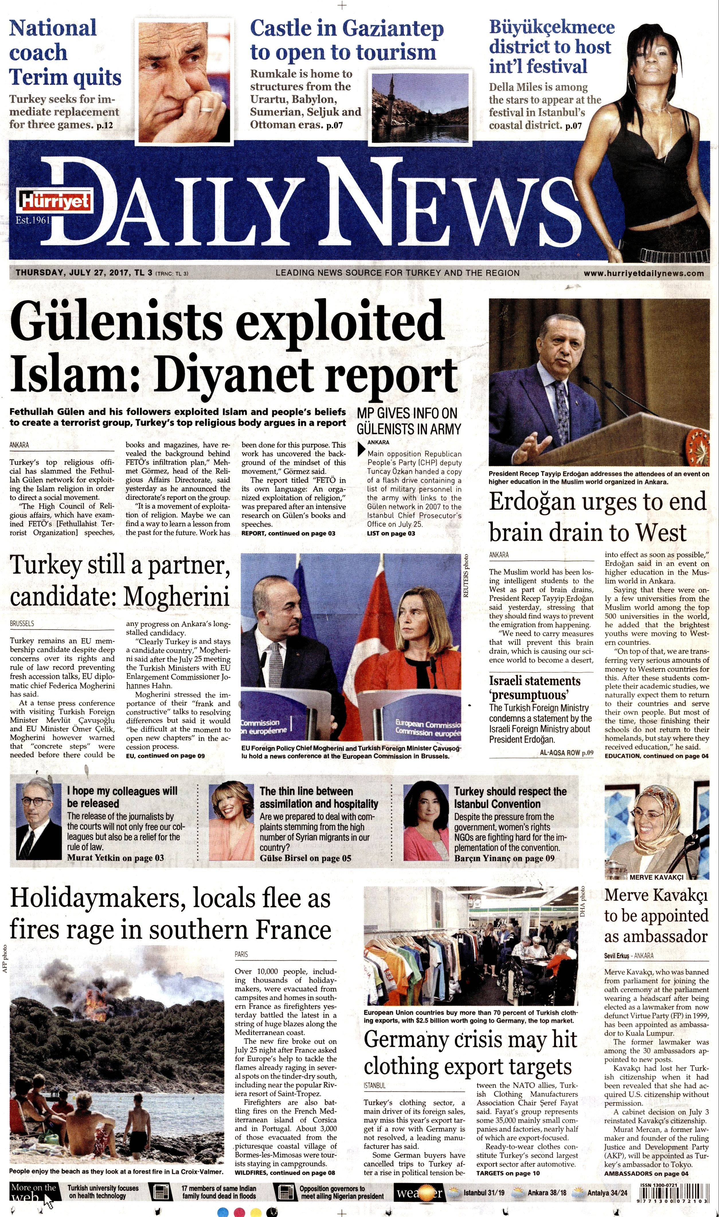 27 Temmuz 2017 gazete manşetleri - 4