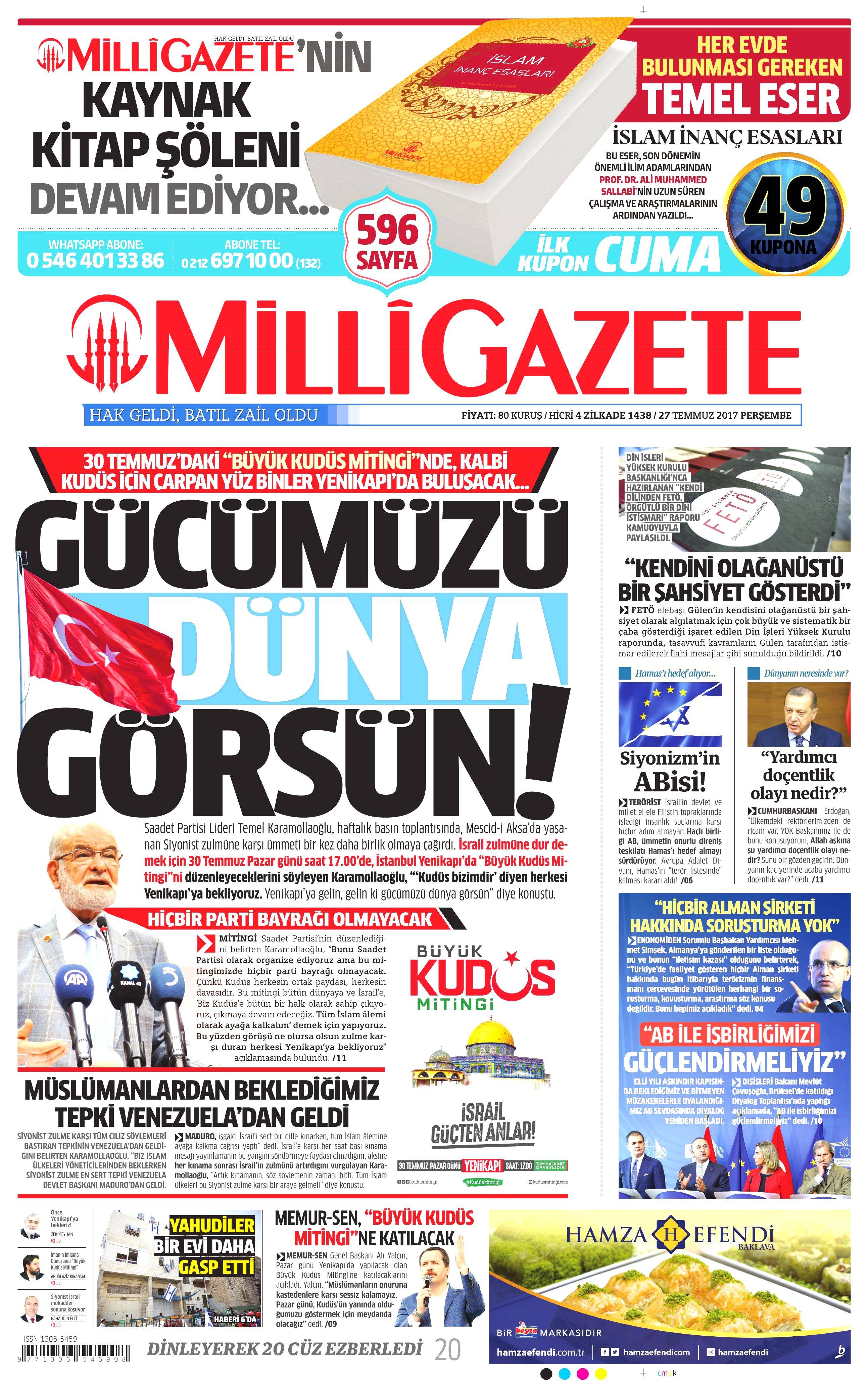 27 Temmuz 2017 gazete manşetleri - 16