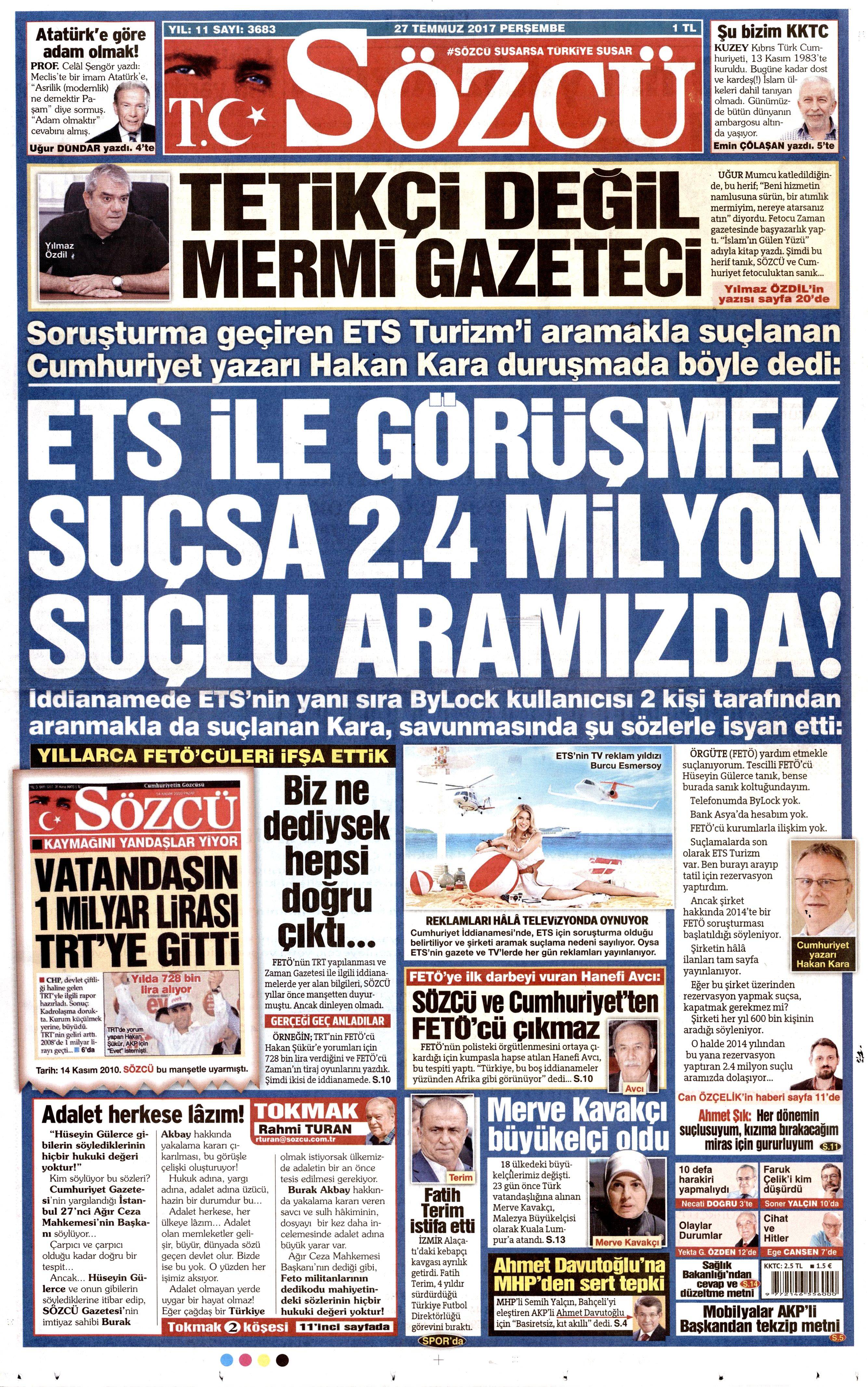 27 Temmuz 2017 gazete manşetleri - 21