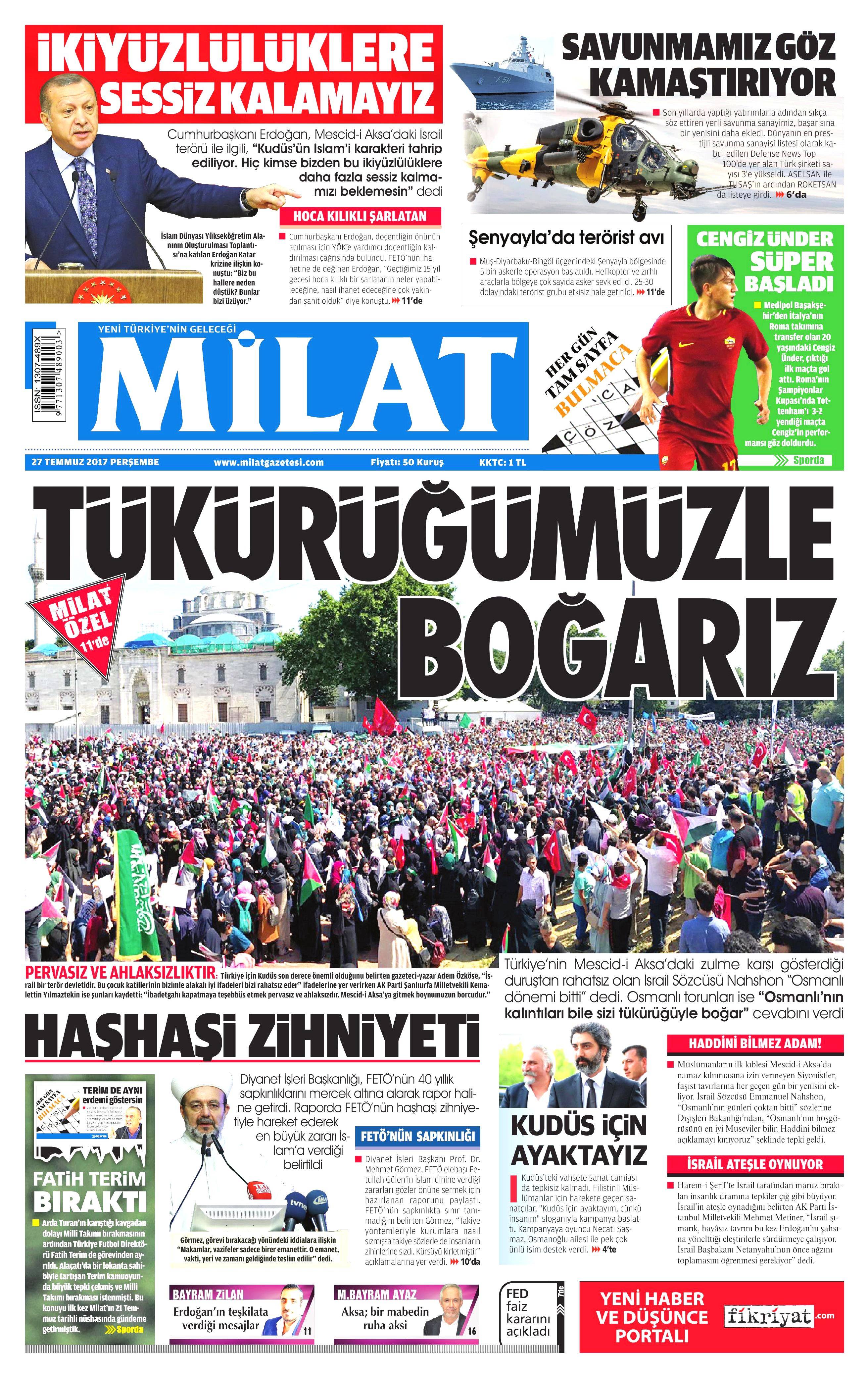 27 Temmuz 2017 gazete manşetleri - 17