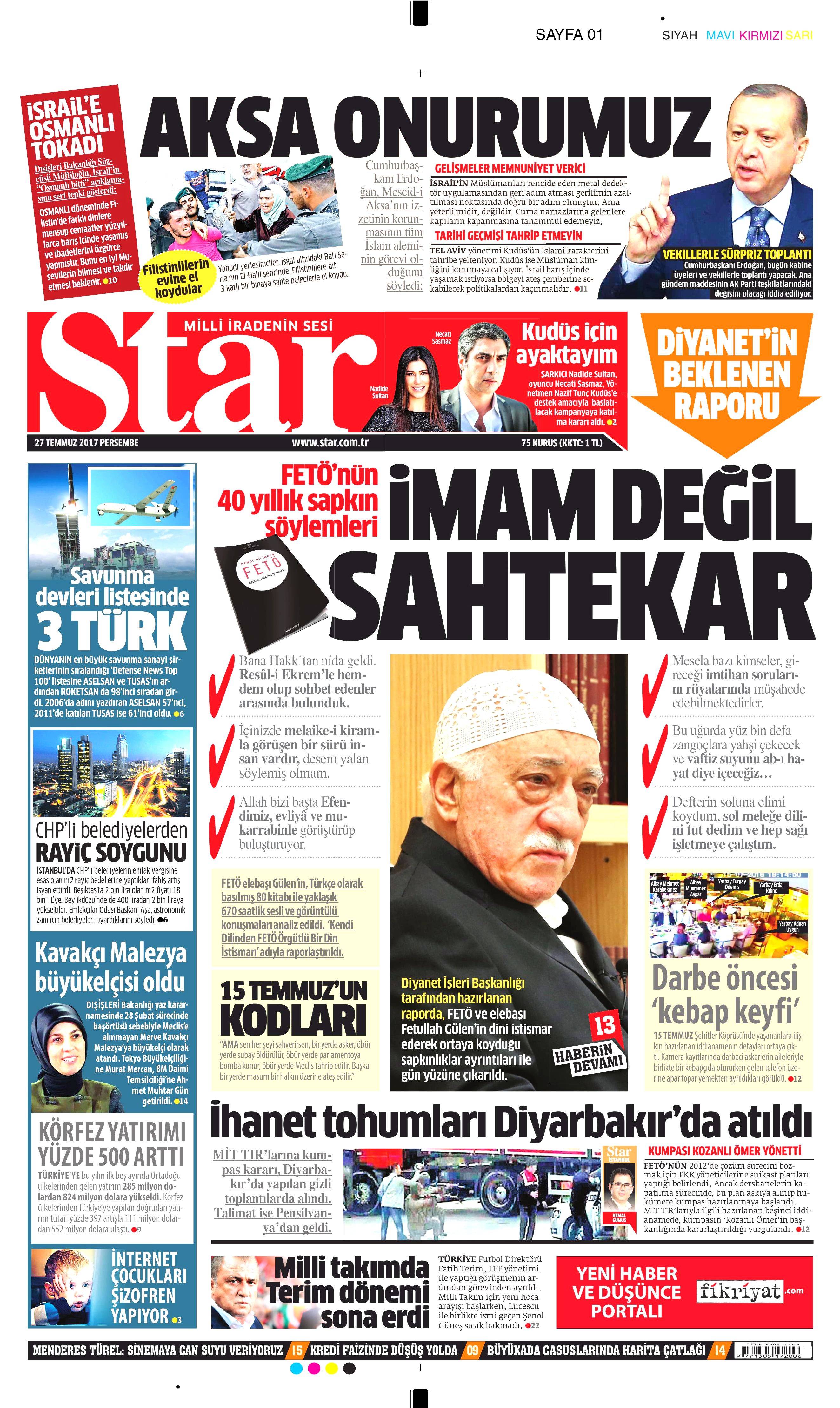 27 Temmuz 2017 gazete manşetleri - 22