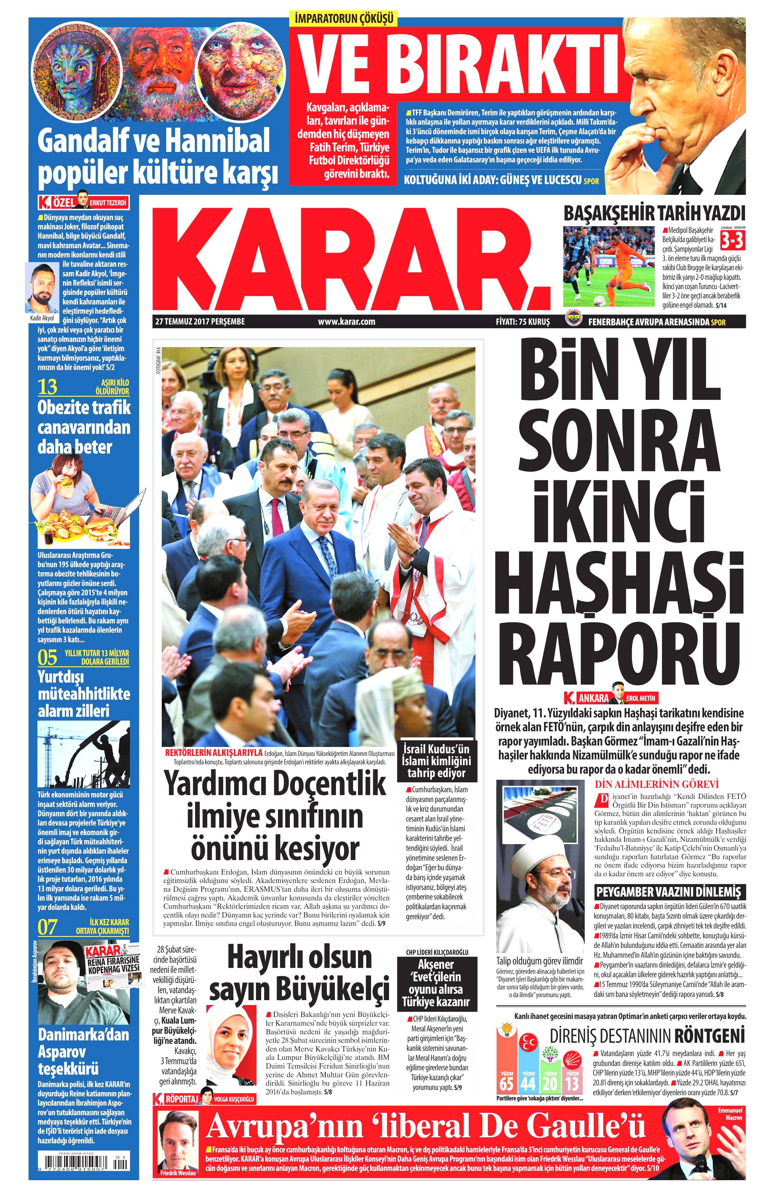 27 Temmuz 2017 gazete manşetleri - 13
