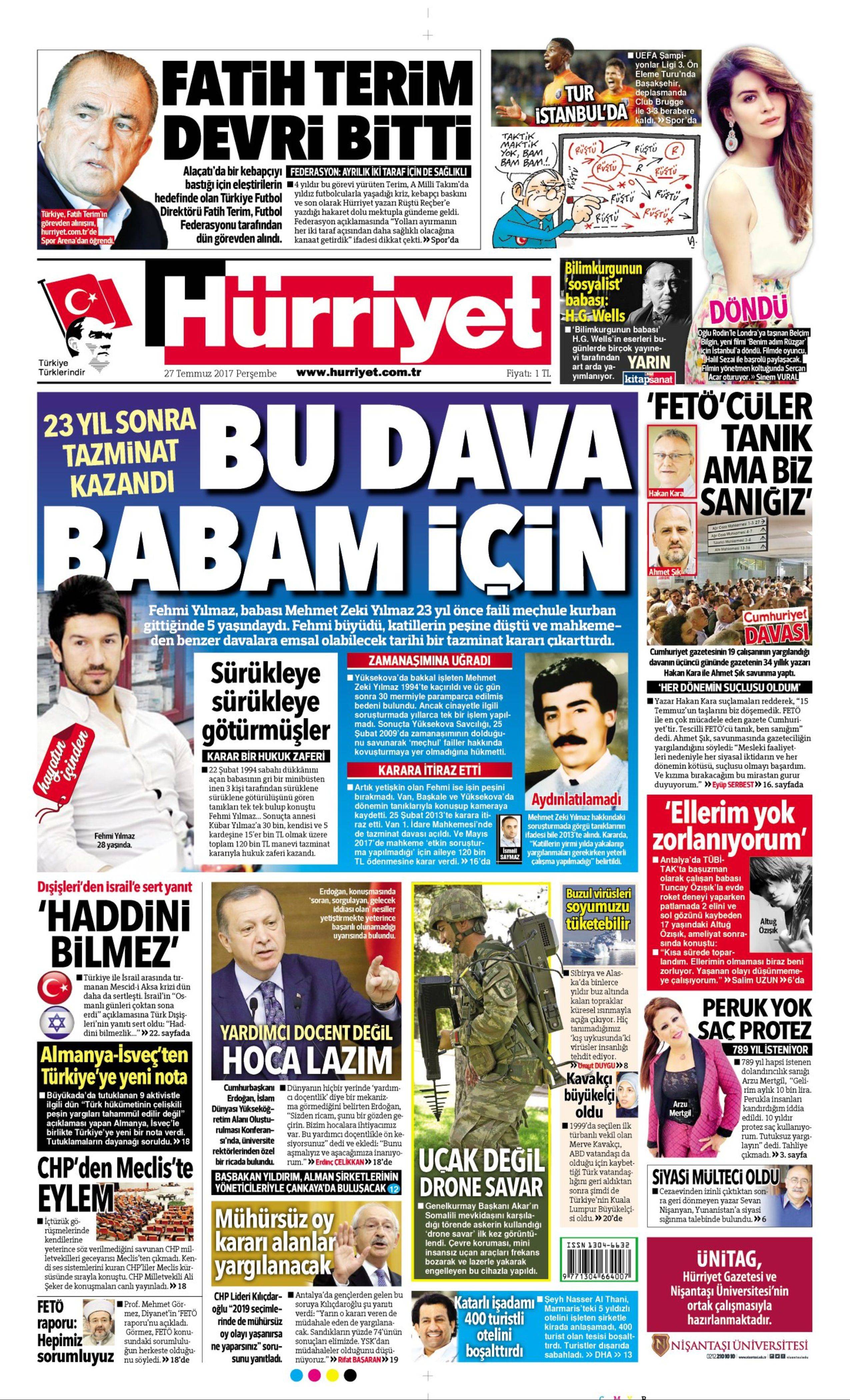 27 Temmuz 2017 gazete manşetleri - 10