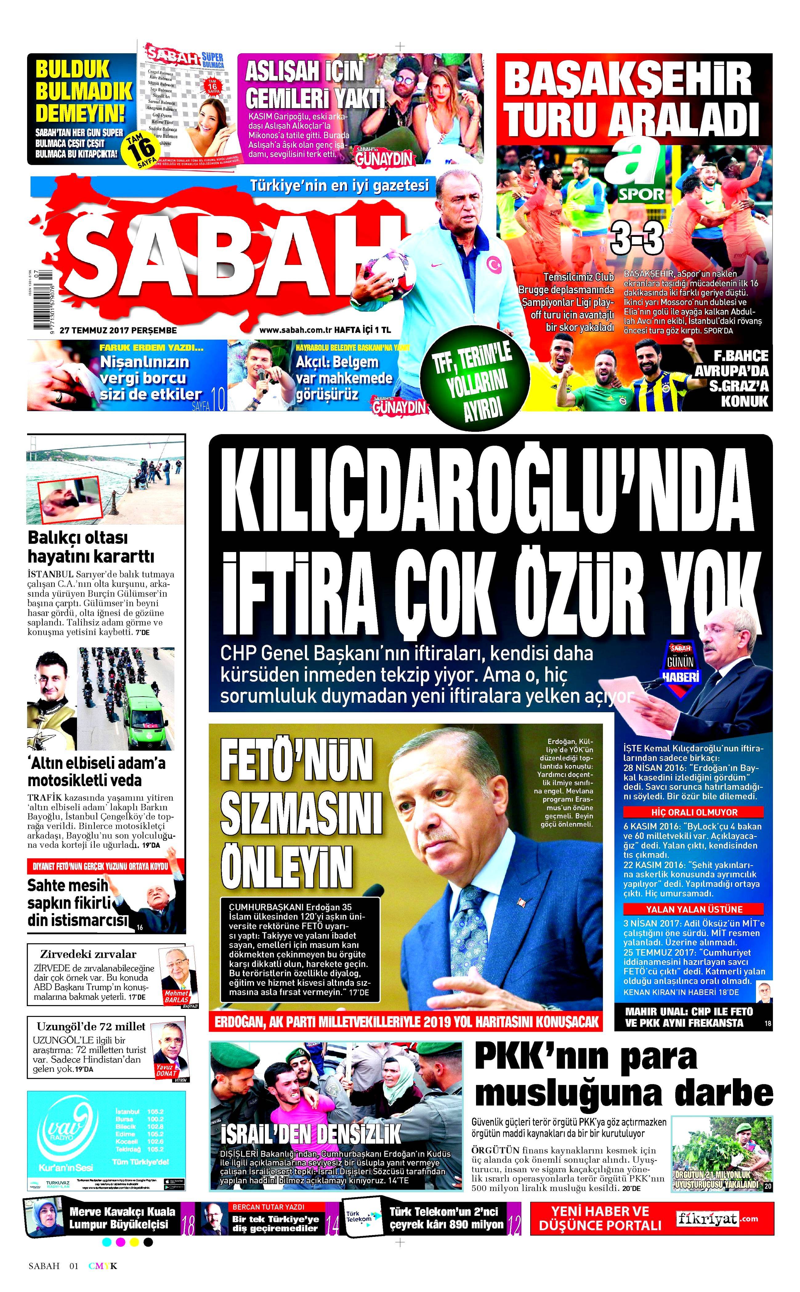 27 Temmuz 2017 gazete manşetleri - 20