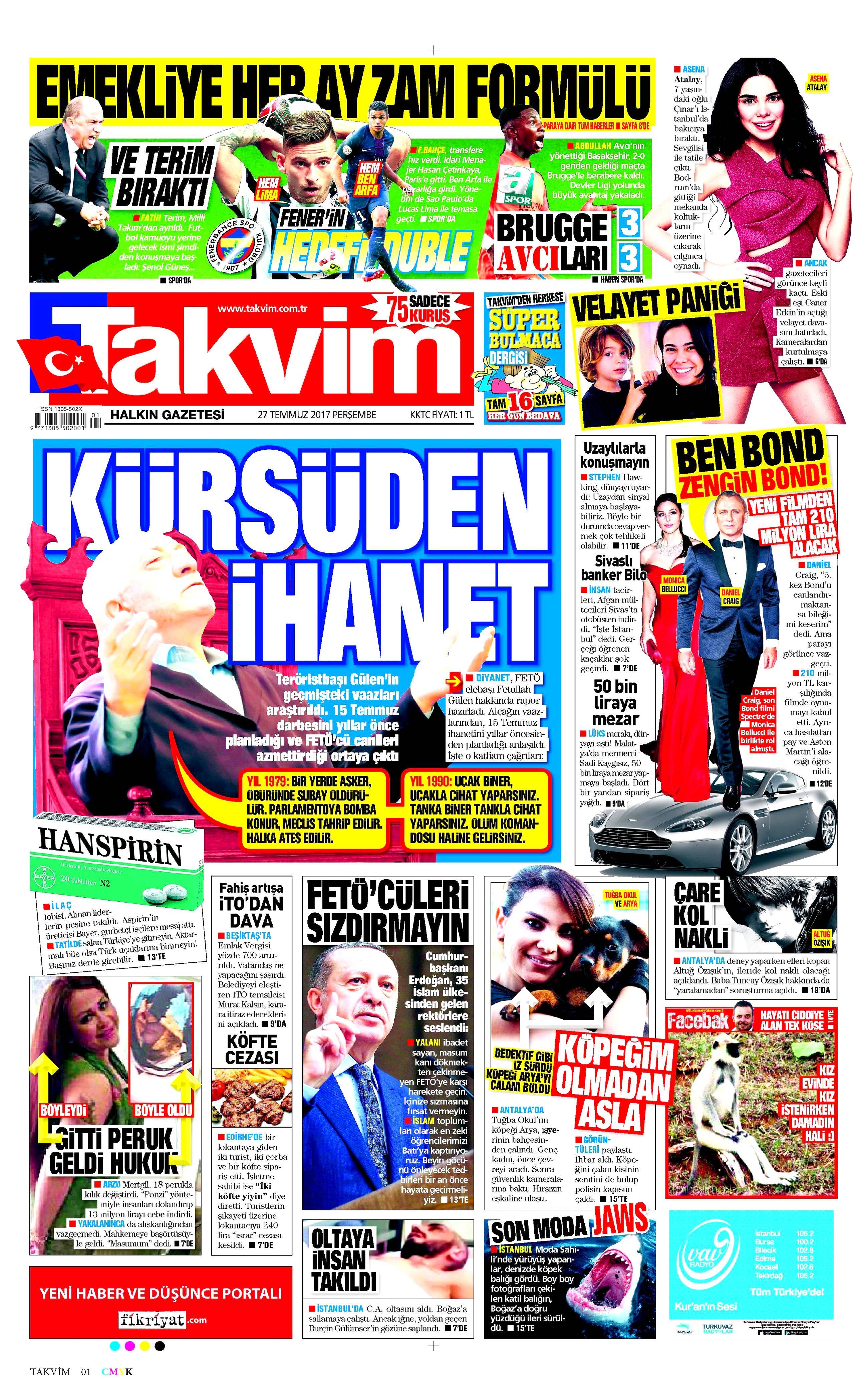 27 Temmuz 2017 gazete manşetleri - 32