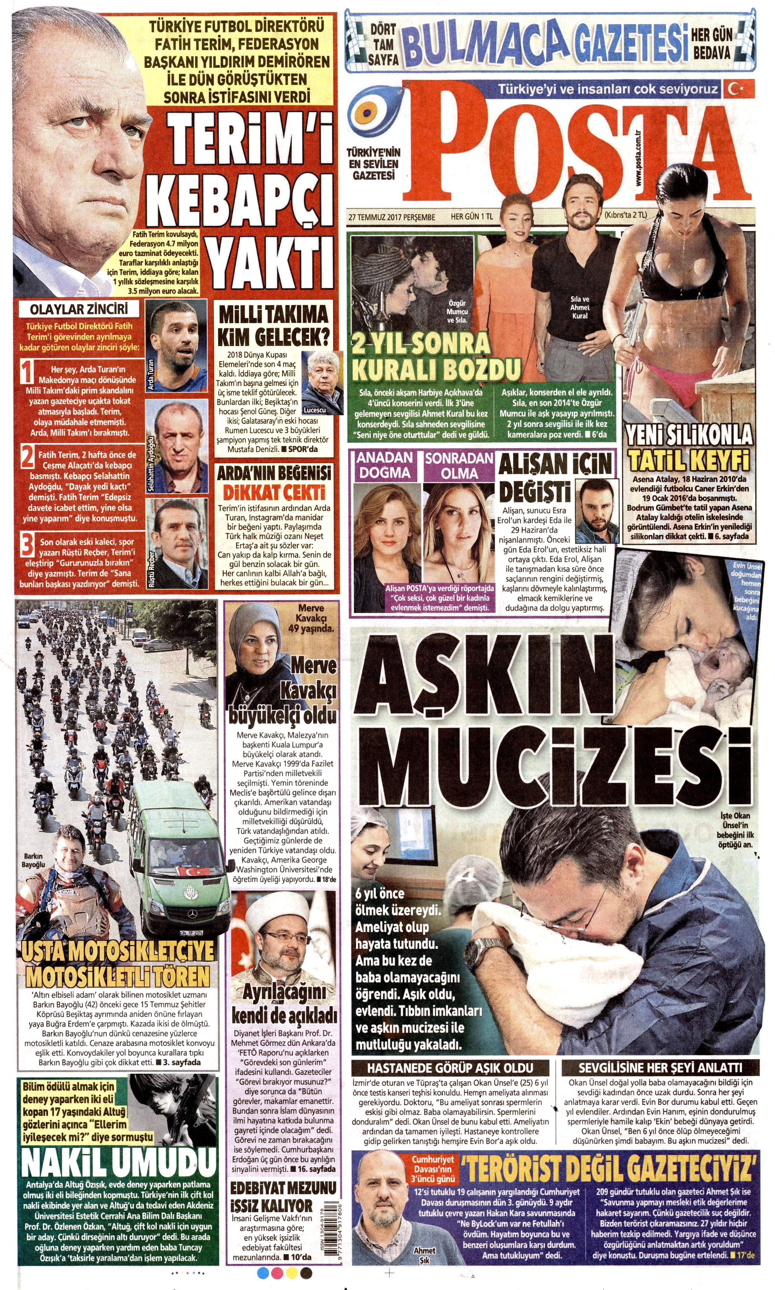 27 Temmuz 2017 gazete manşetleri - 19