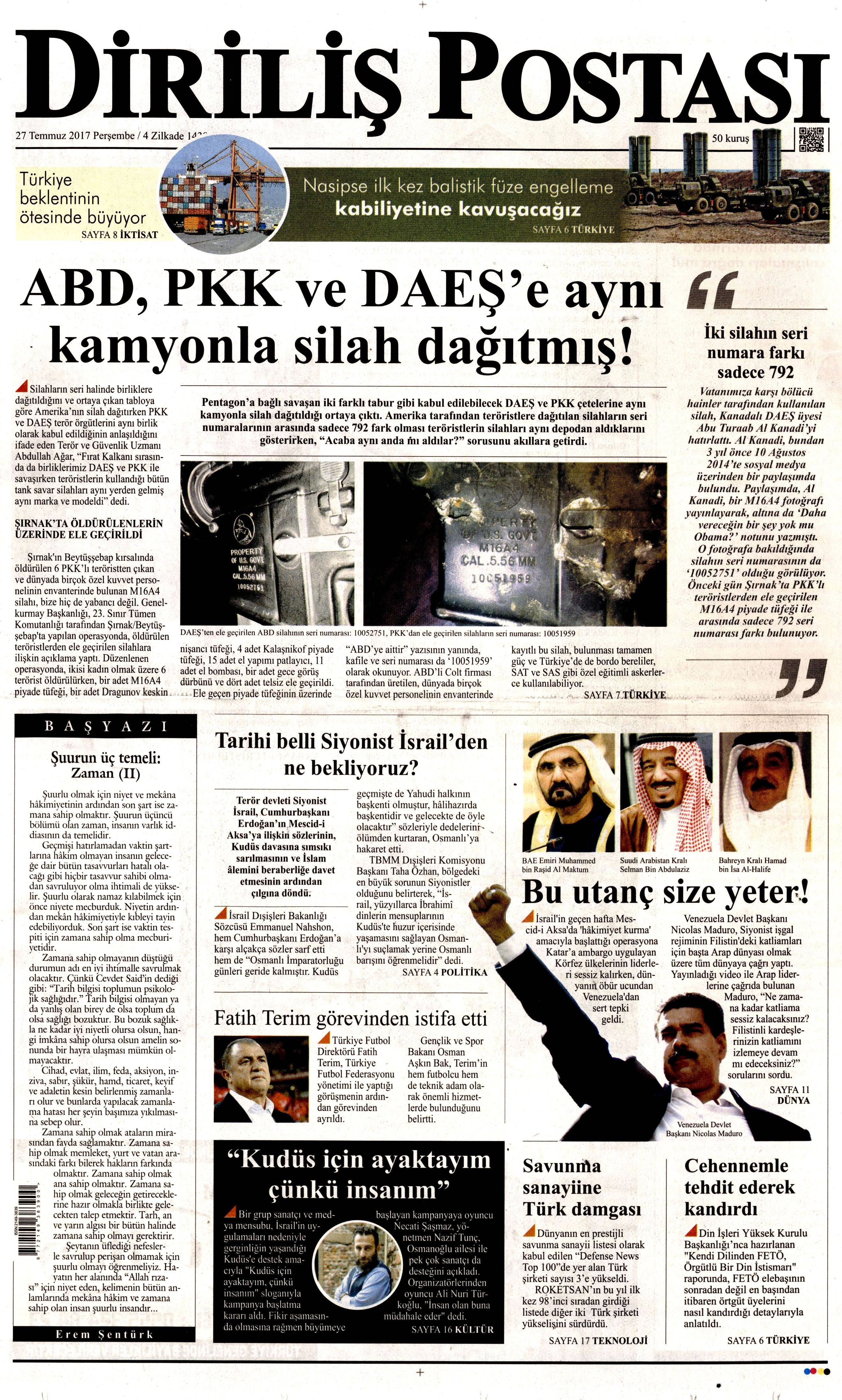 27 Temmuz 2017 gazete manşetleri - 6