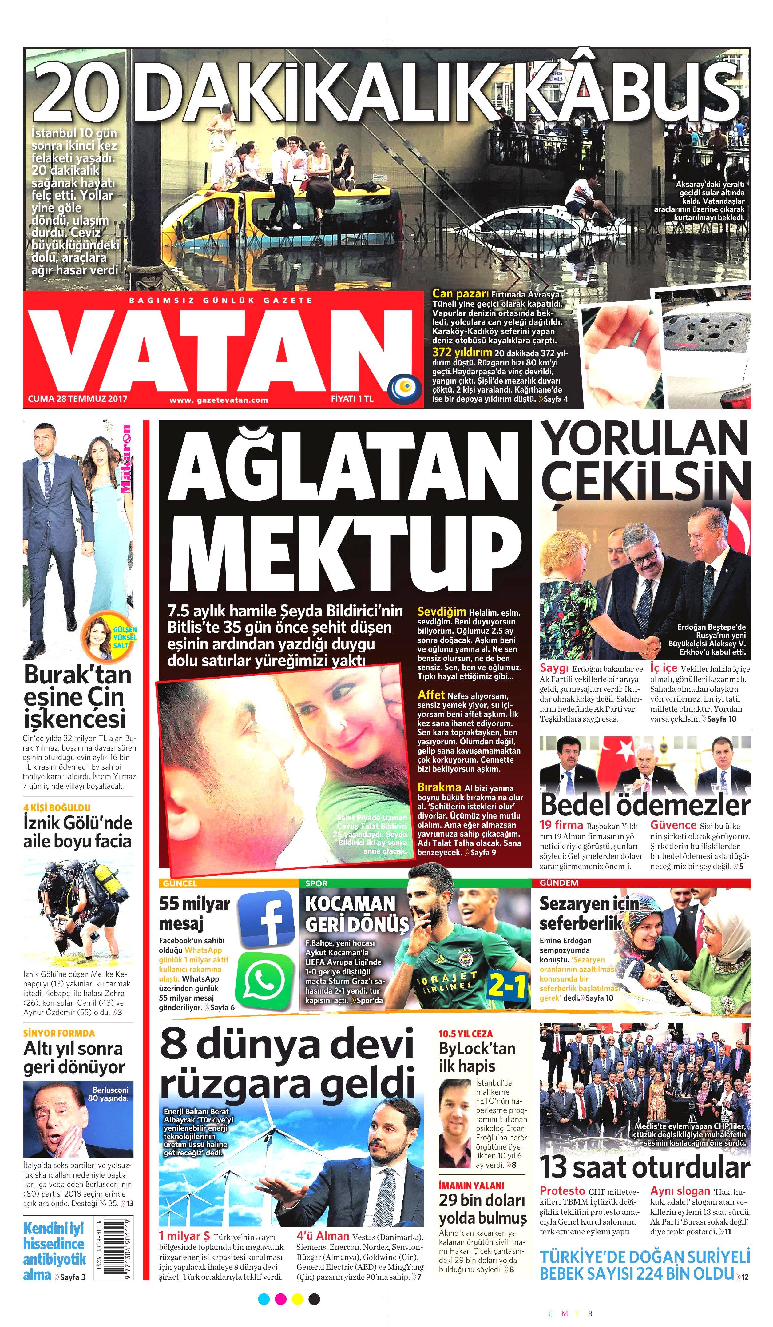 28 Temmuz 2017 gazete manşetleri - 25