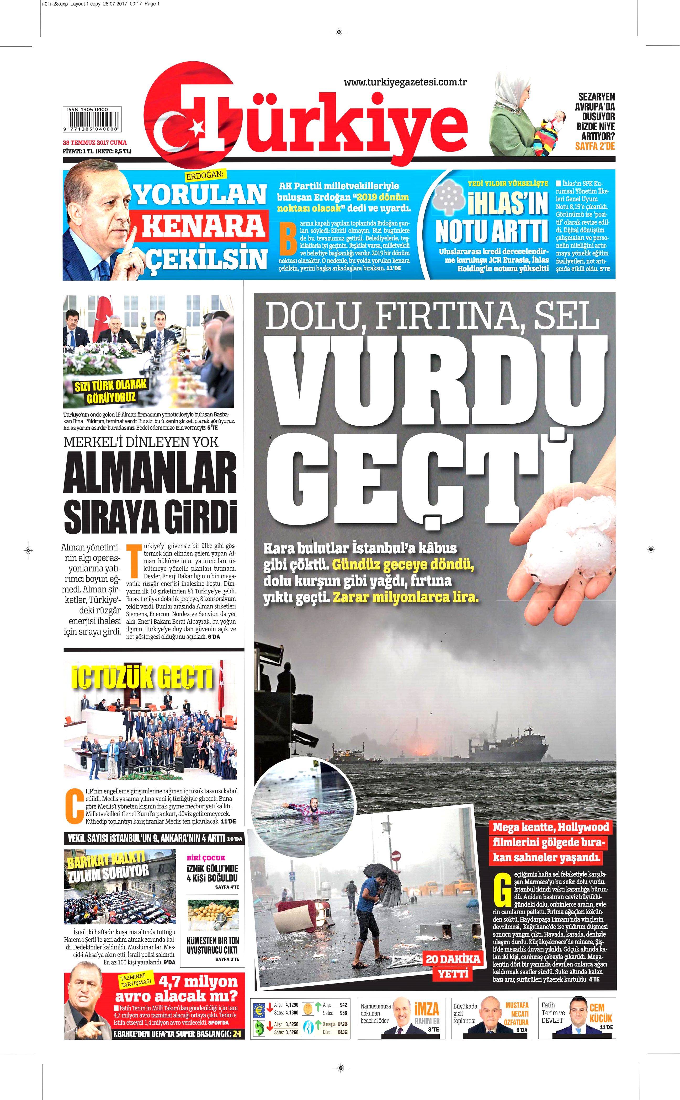 28 Temmuz 2017 gazete manşetleri - 24