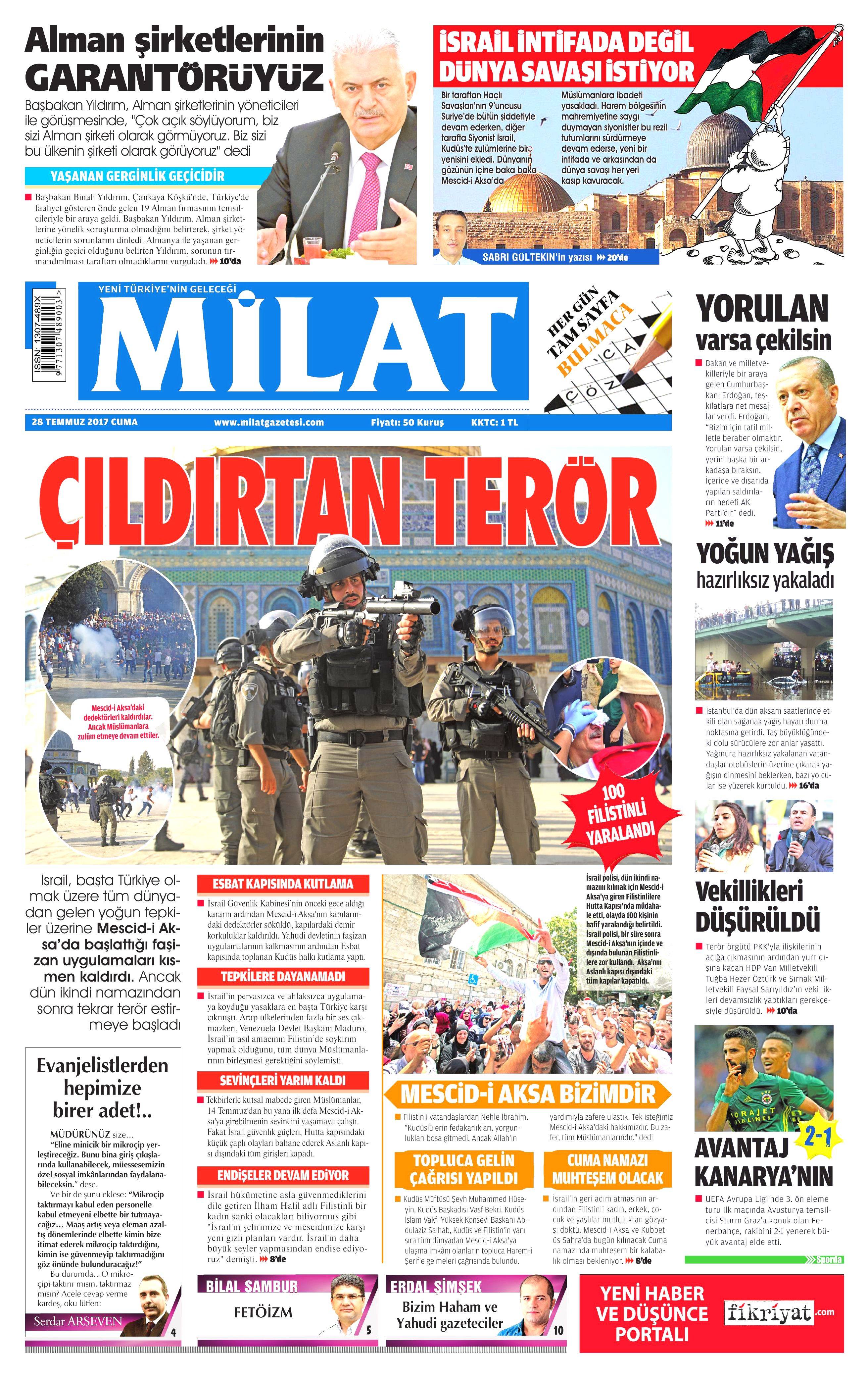 28 Temmuz 2017 gazete manşetleri - 16