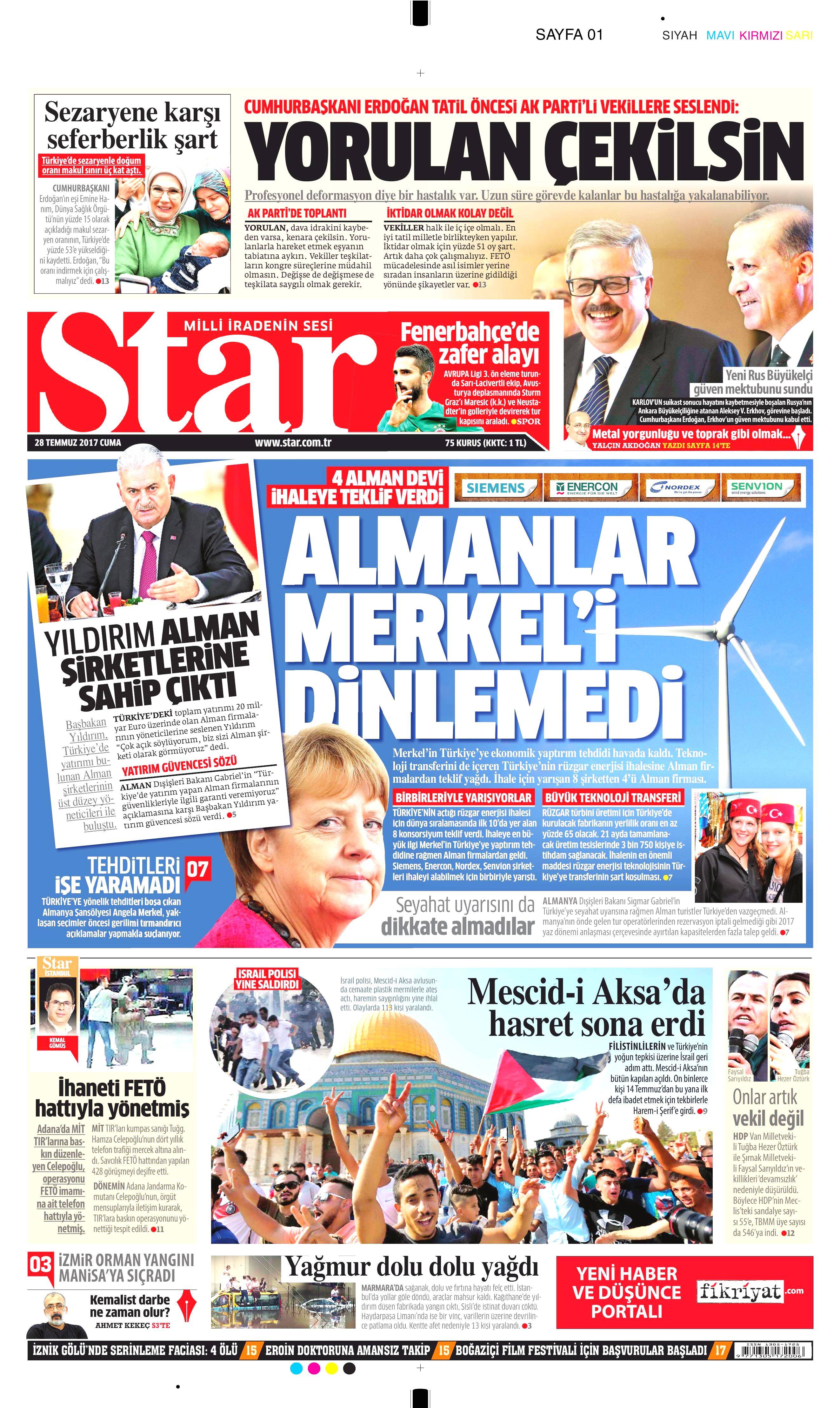 28 Temmuz 2017 gazete manşetleri - 21