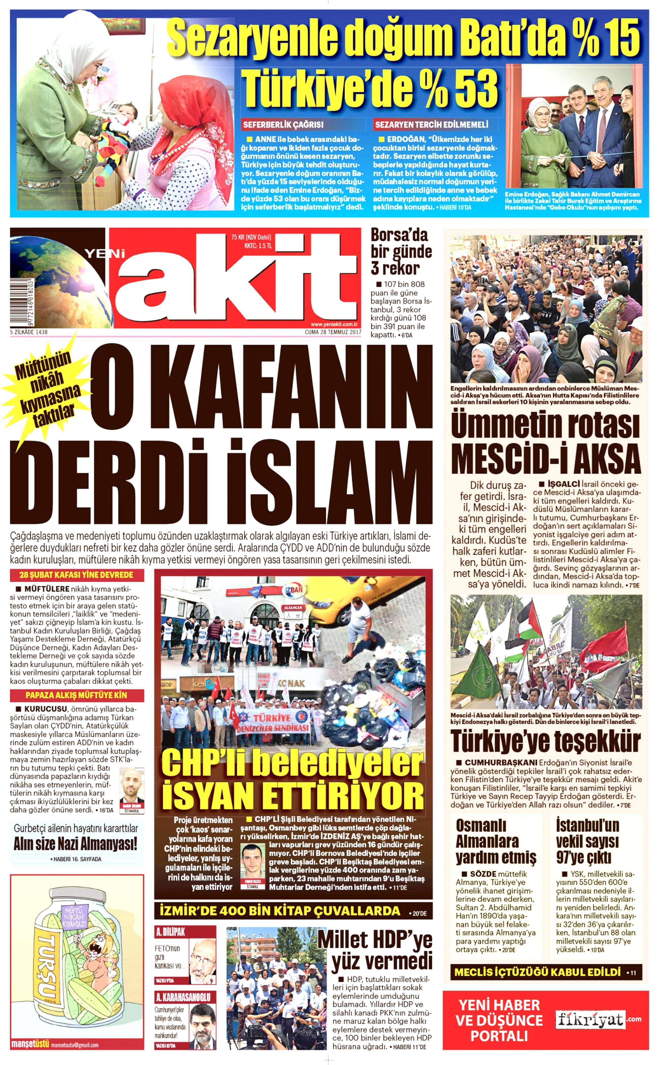 28 Temmuz 2017 gazete manşetleri - 2
