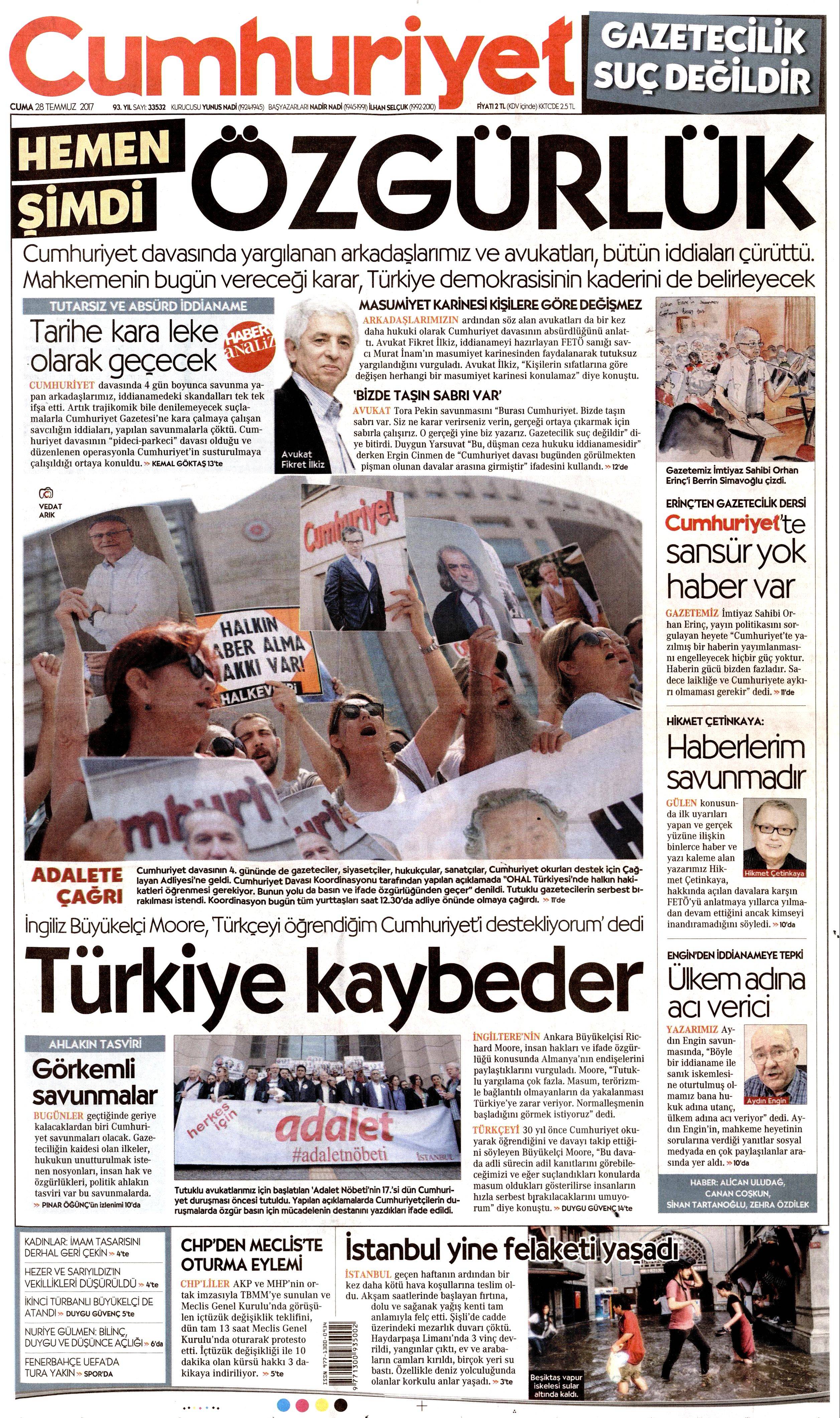 28 Temmuz 2017 gazete manşetleri - 38