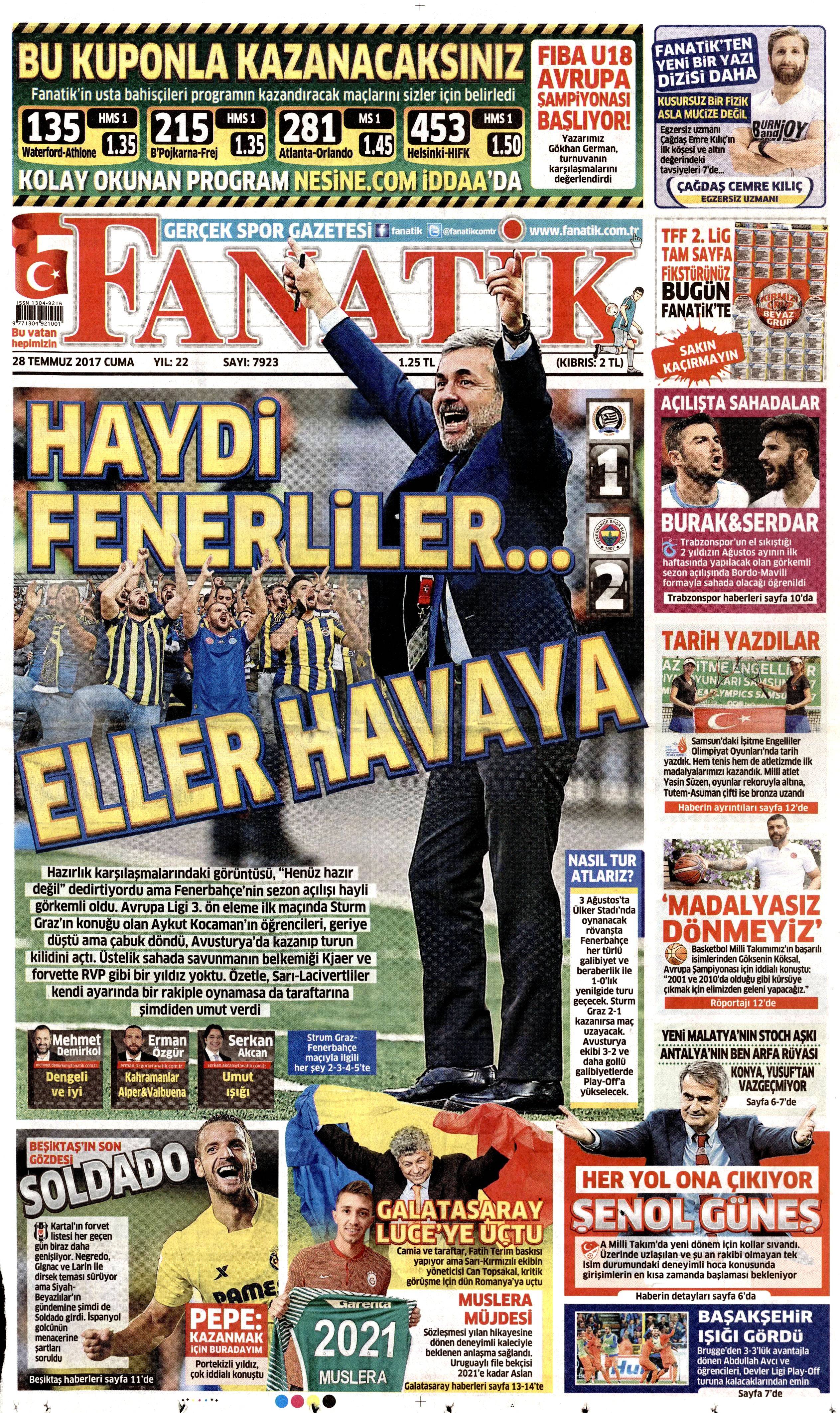 28 Temmuz 2017 gazete manşetleri - 32