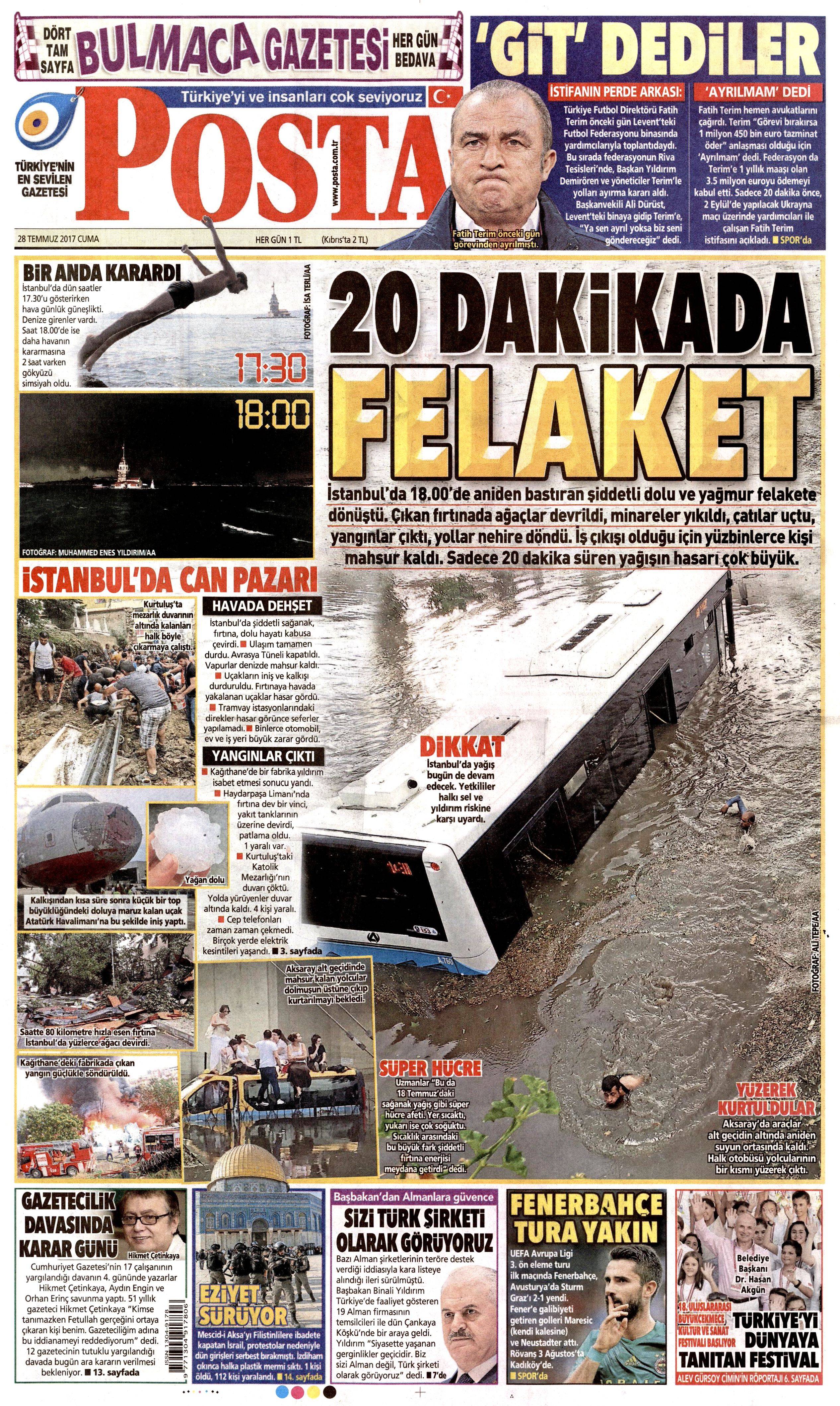 28 Temmuz 2017 gazete manşetleri - 19