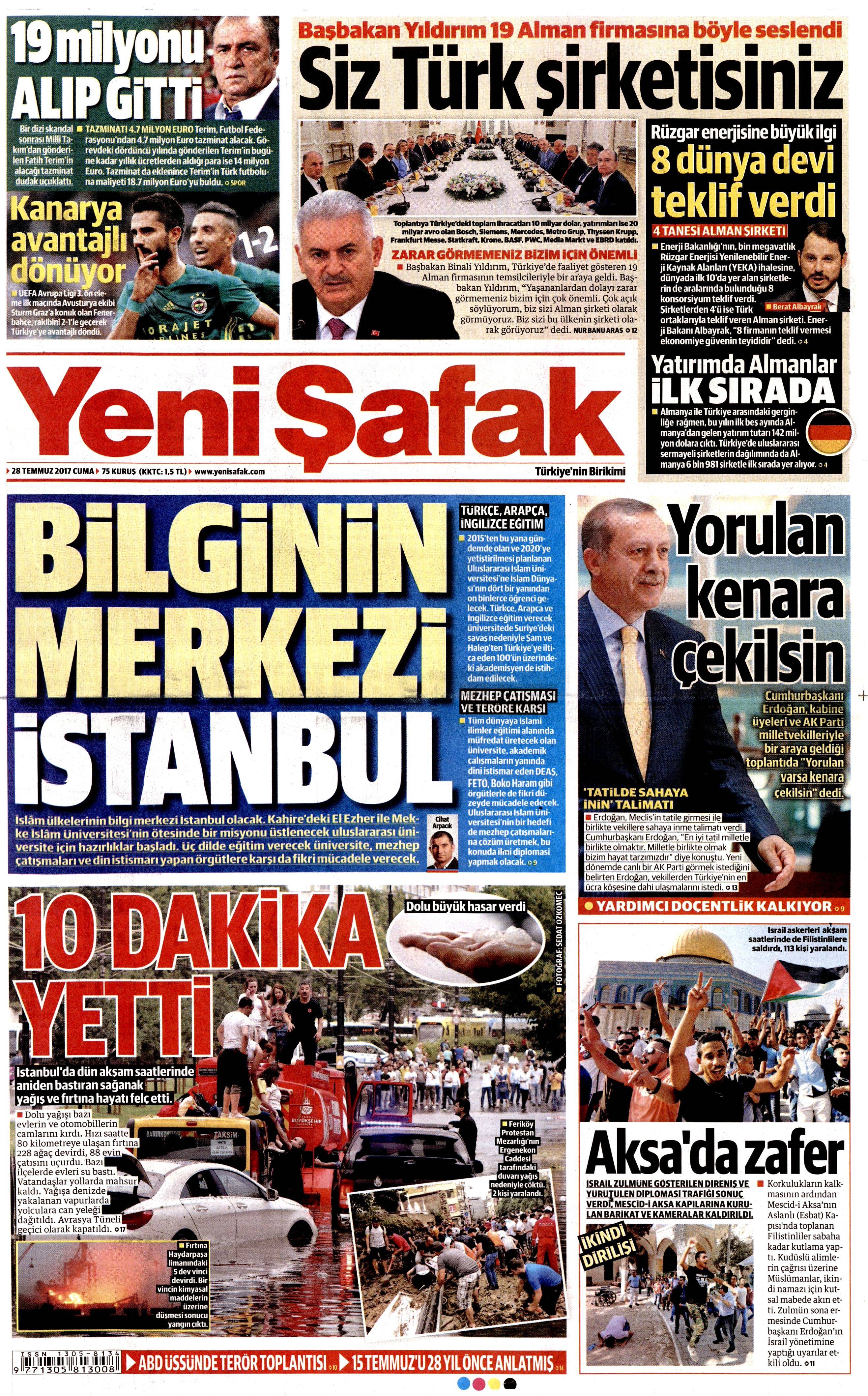 28 Temmuz 2017 gazete manşetleri - 33