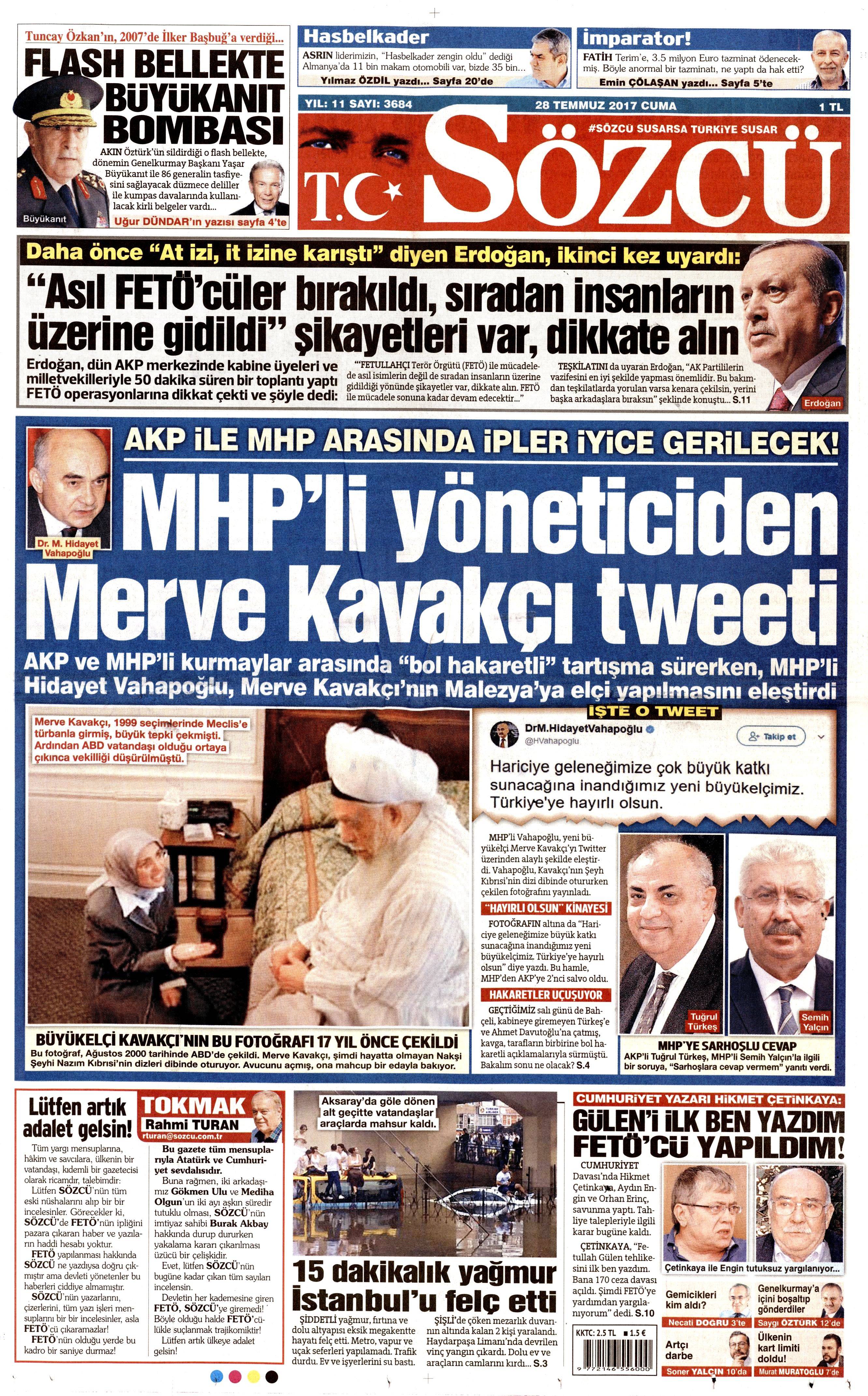 28 Temmuz 2017 gazete manşetleri - 22