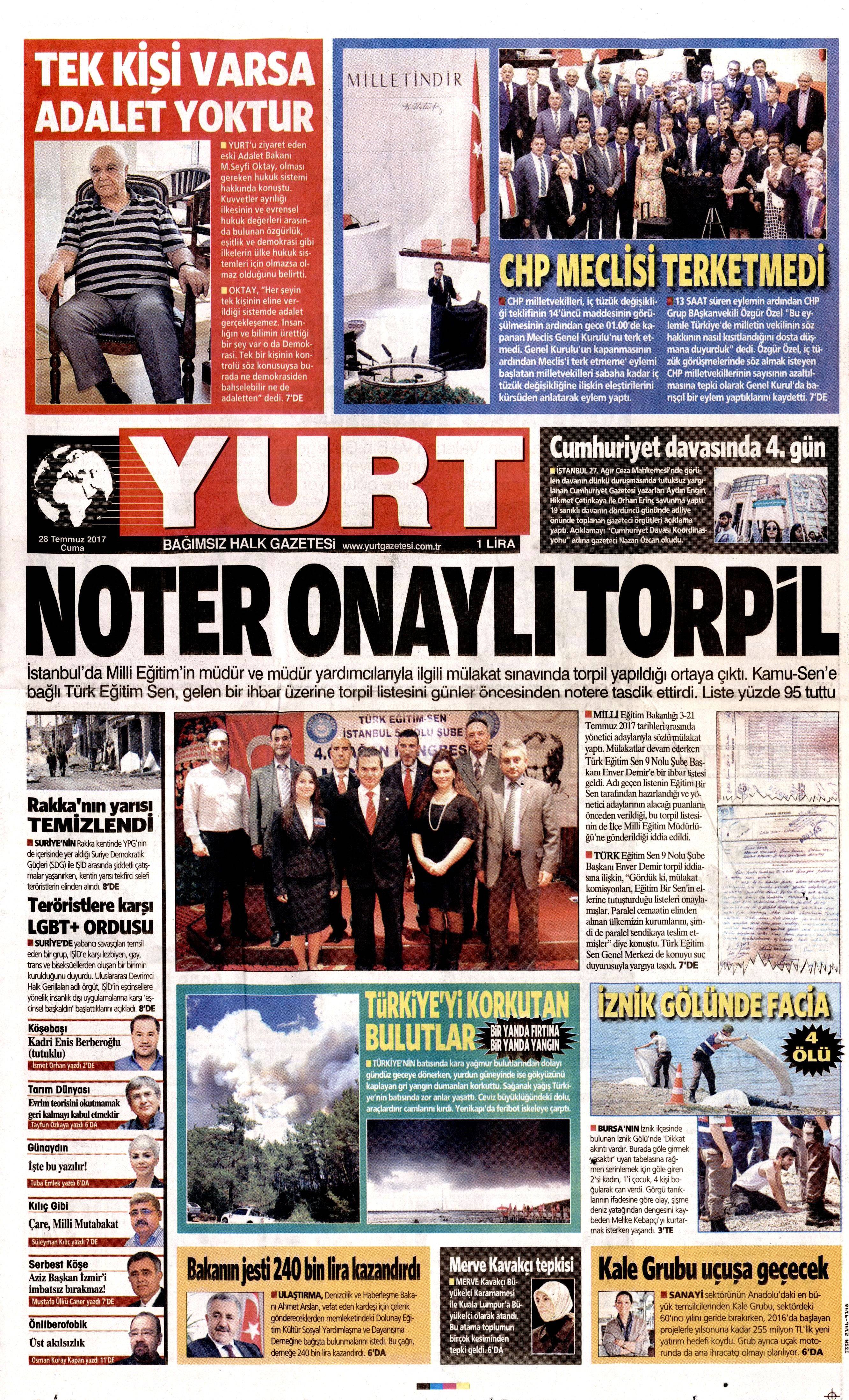 28 Temmuz 2017 gazete manşetleri - 34