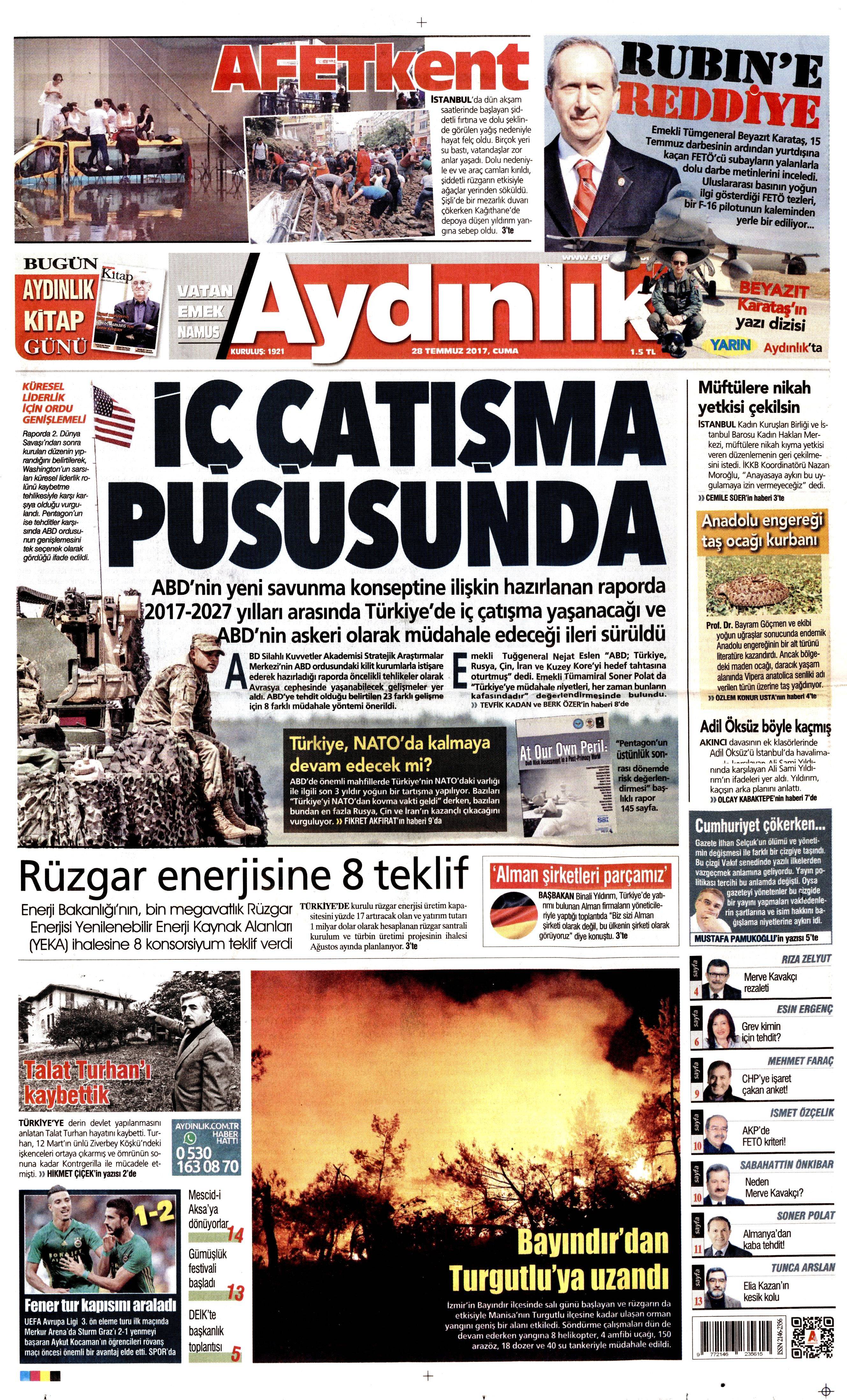 28 Temmuz 2017 gazete manşetleri - 36