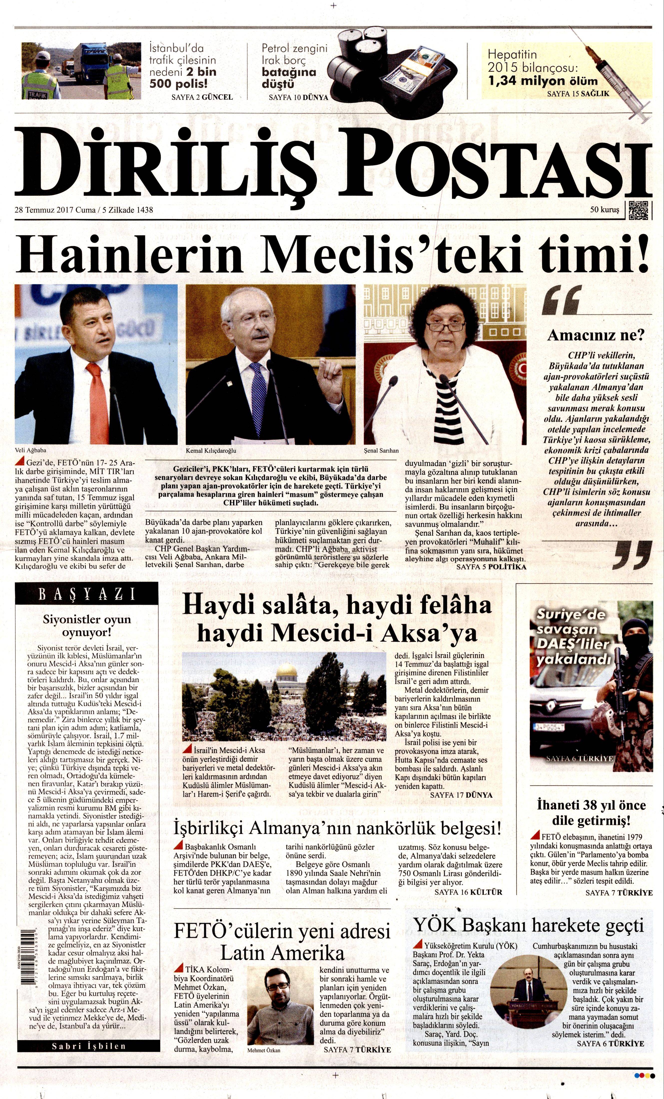 28 Temmuz 2017 gazete manşetleri - 6