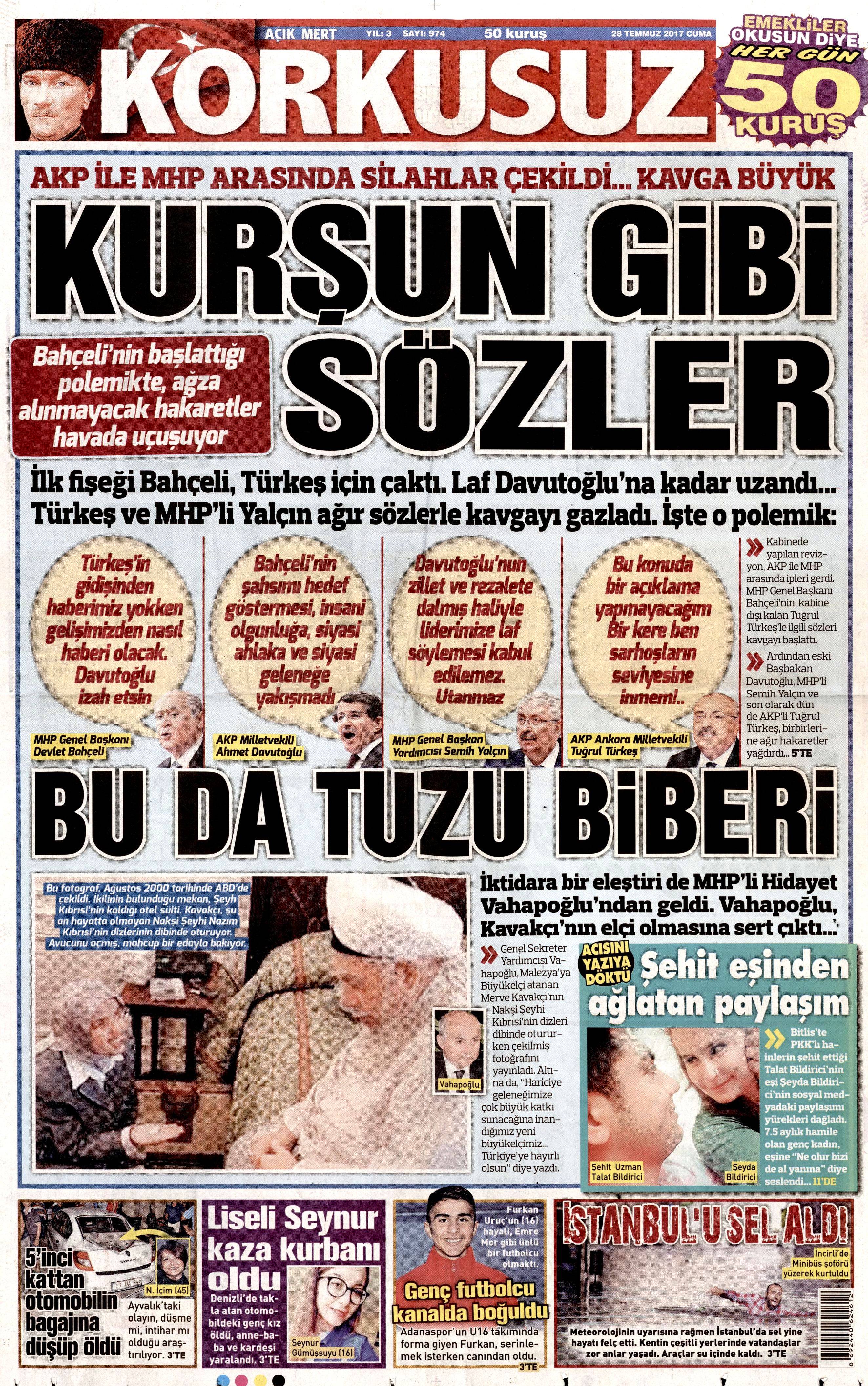 28 Temmuz 2017 gazete manşetleri - 14