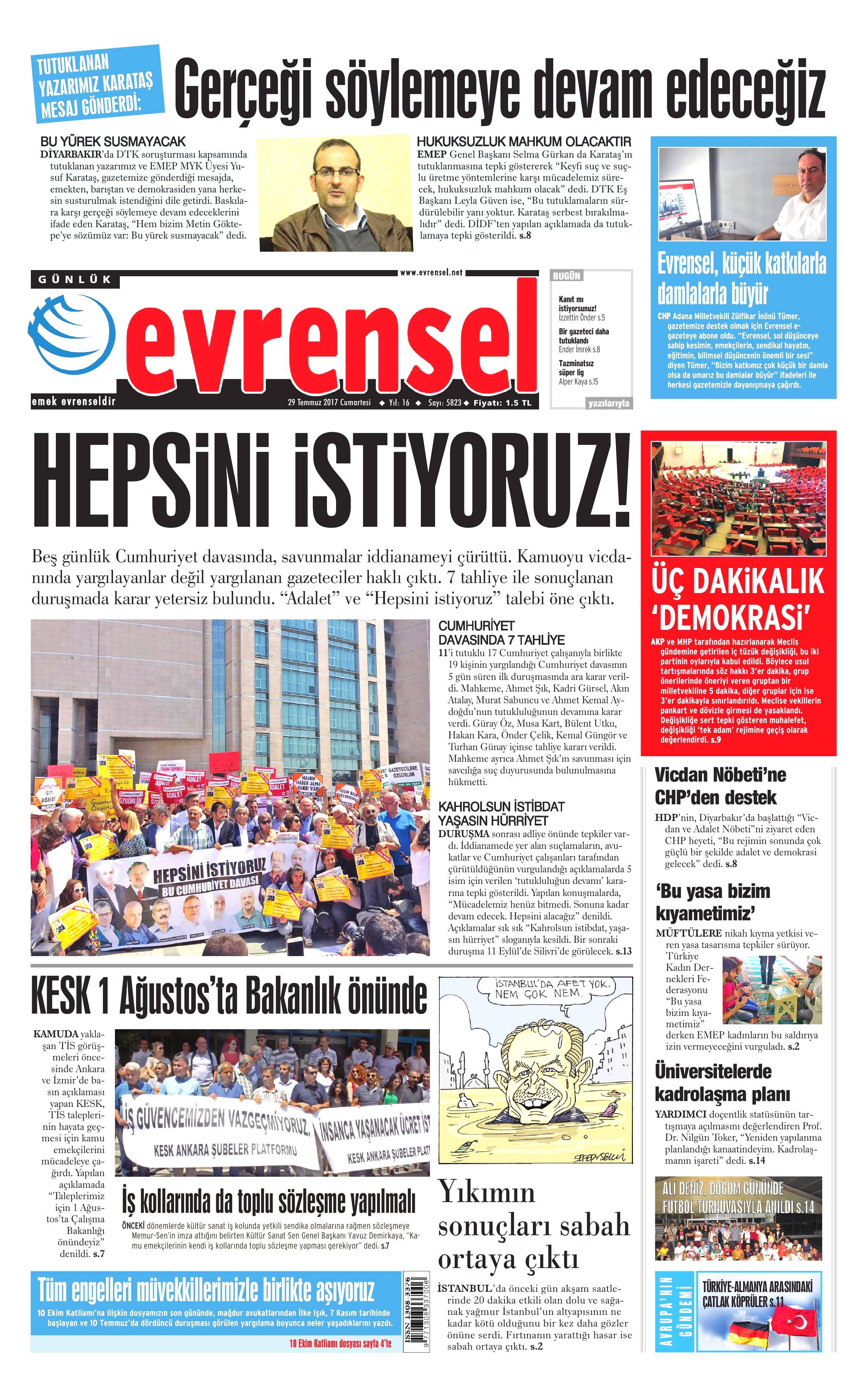 29 Temmuz 2017 gazete manşetleri - 39