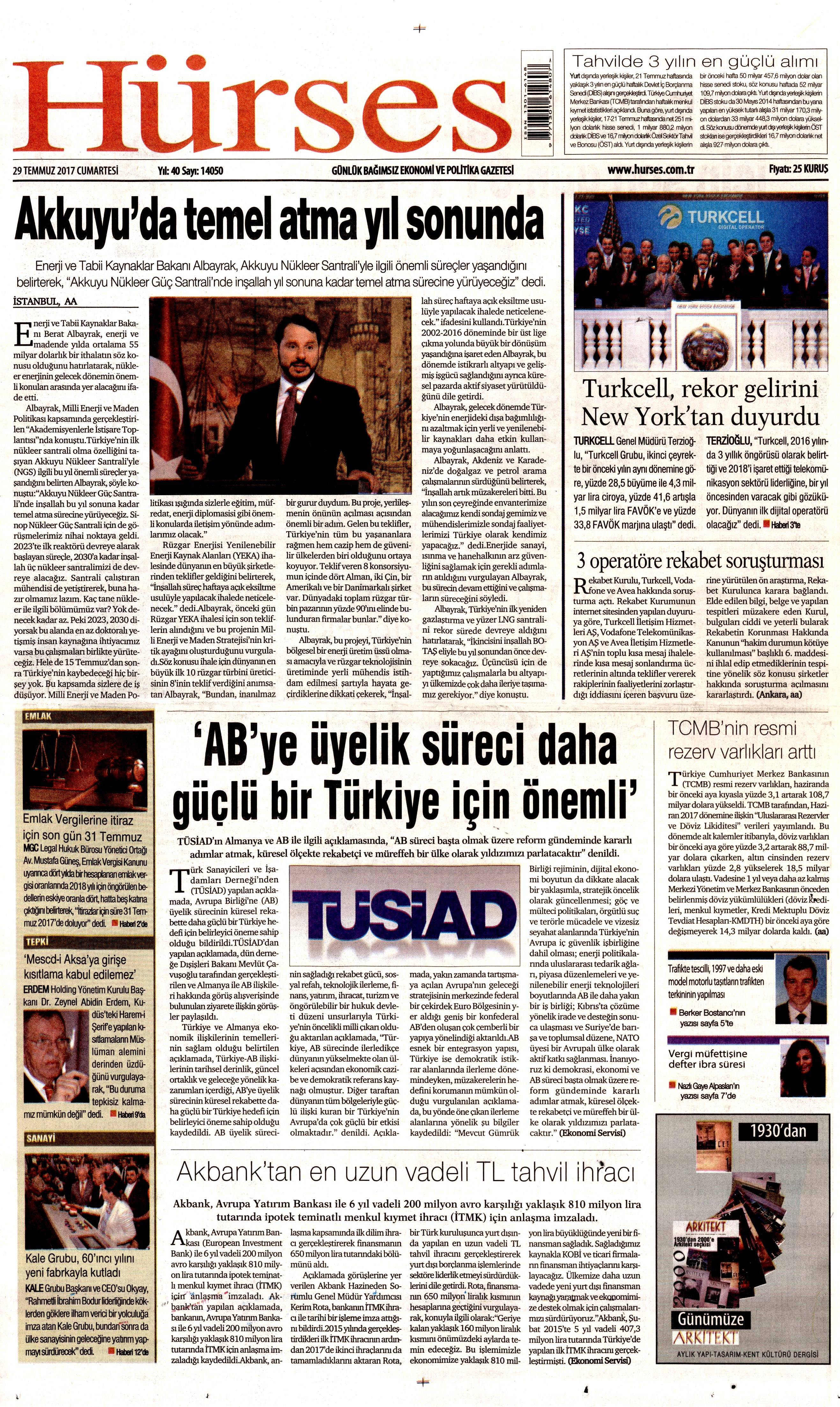 29 Temmuz 2017 gazete manşetleri - 11