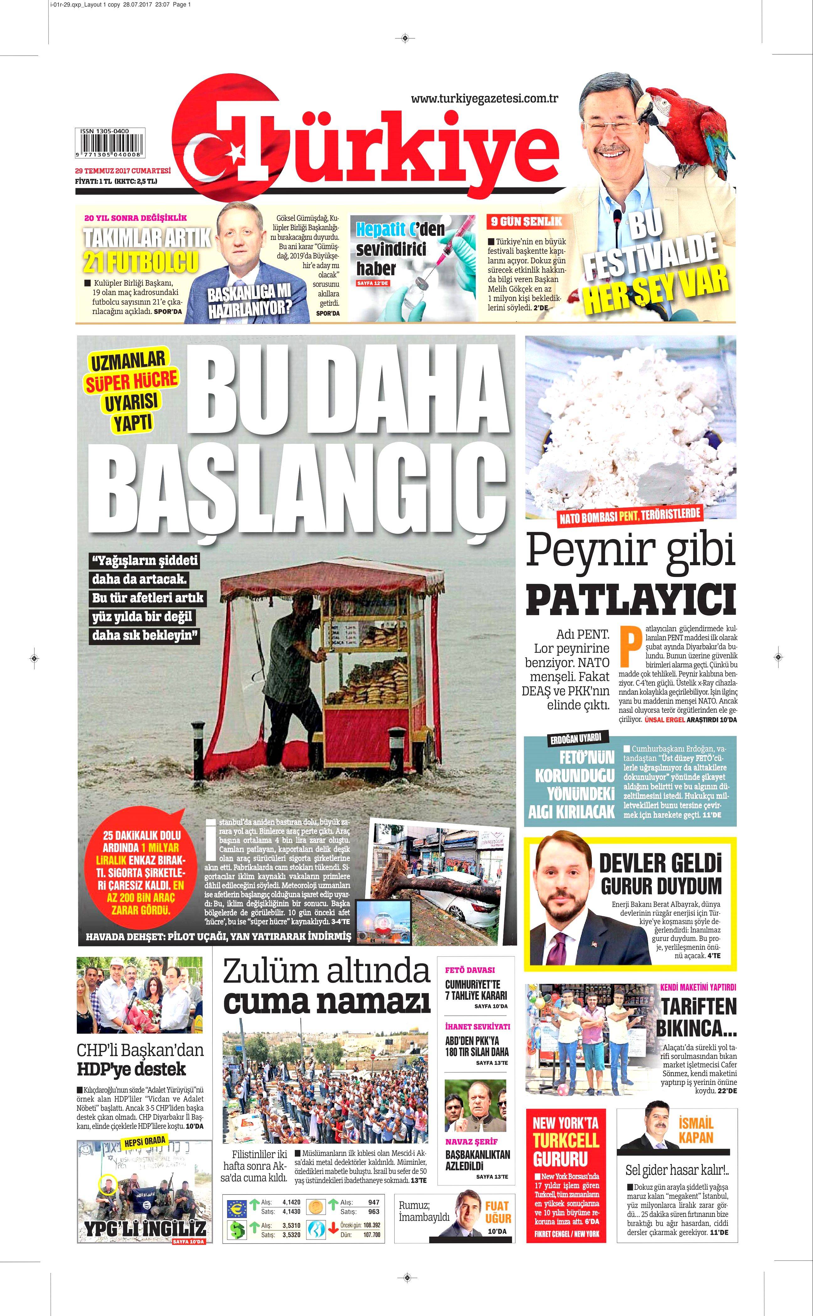 29 Temmuz 2017 gazete manşetleri - 24