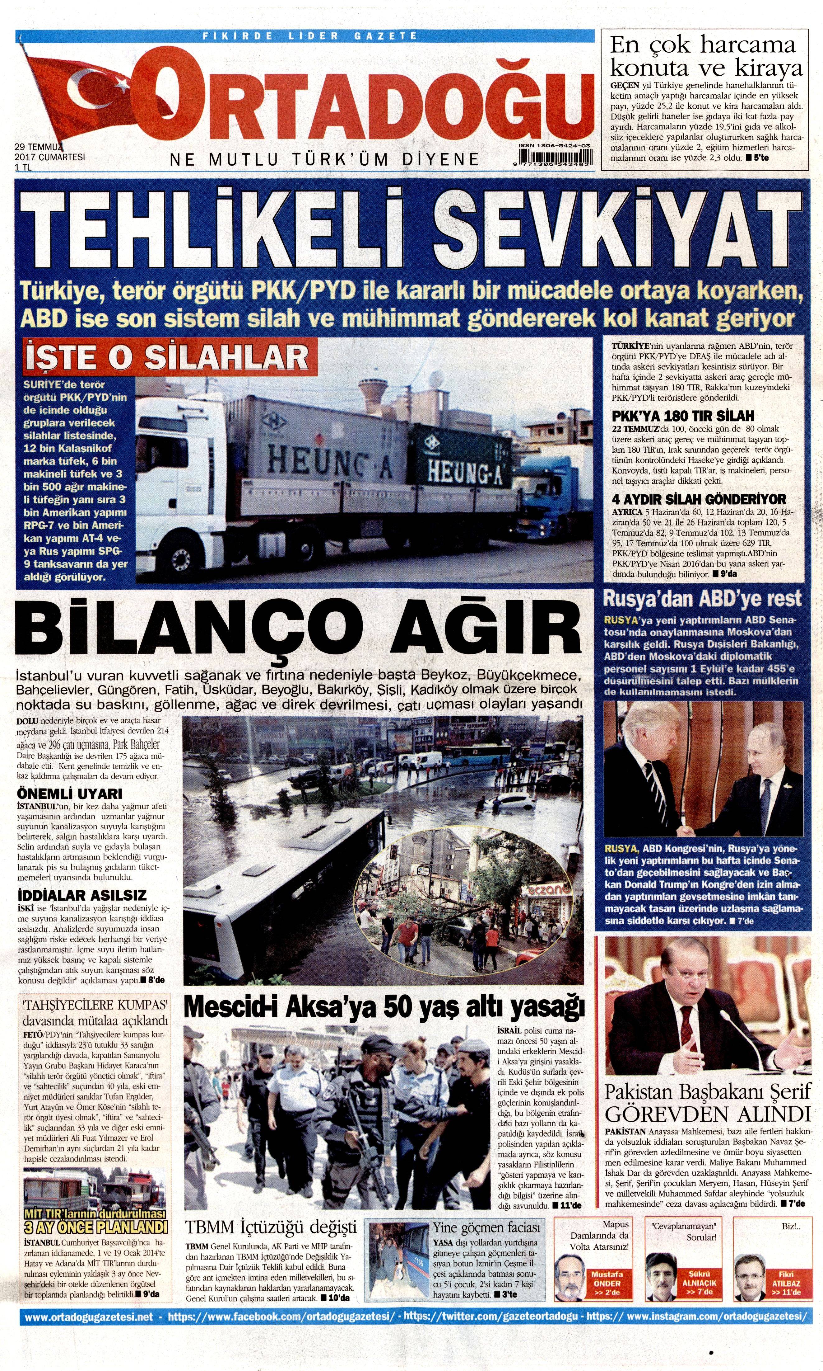 29 Temmuz 2017 gazete manşetleri - 18