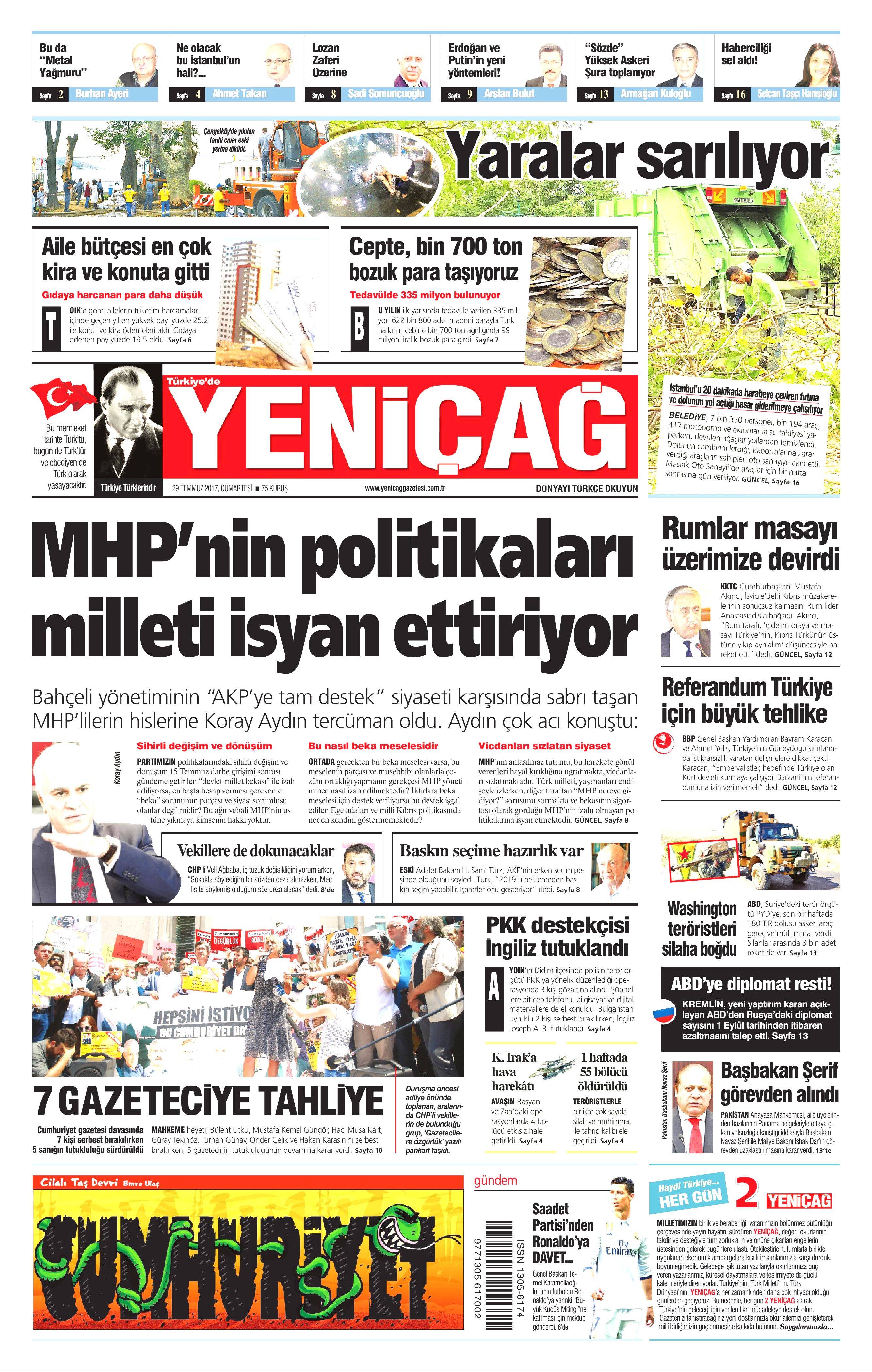 29 Temmuz 2017 gazete manşetleri - 28