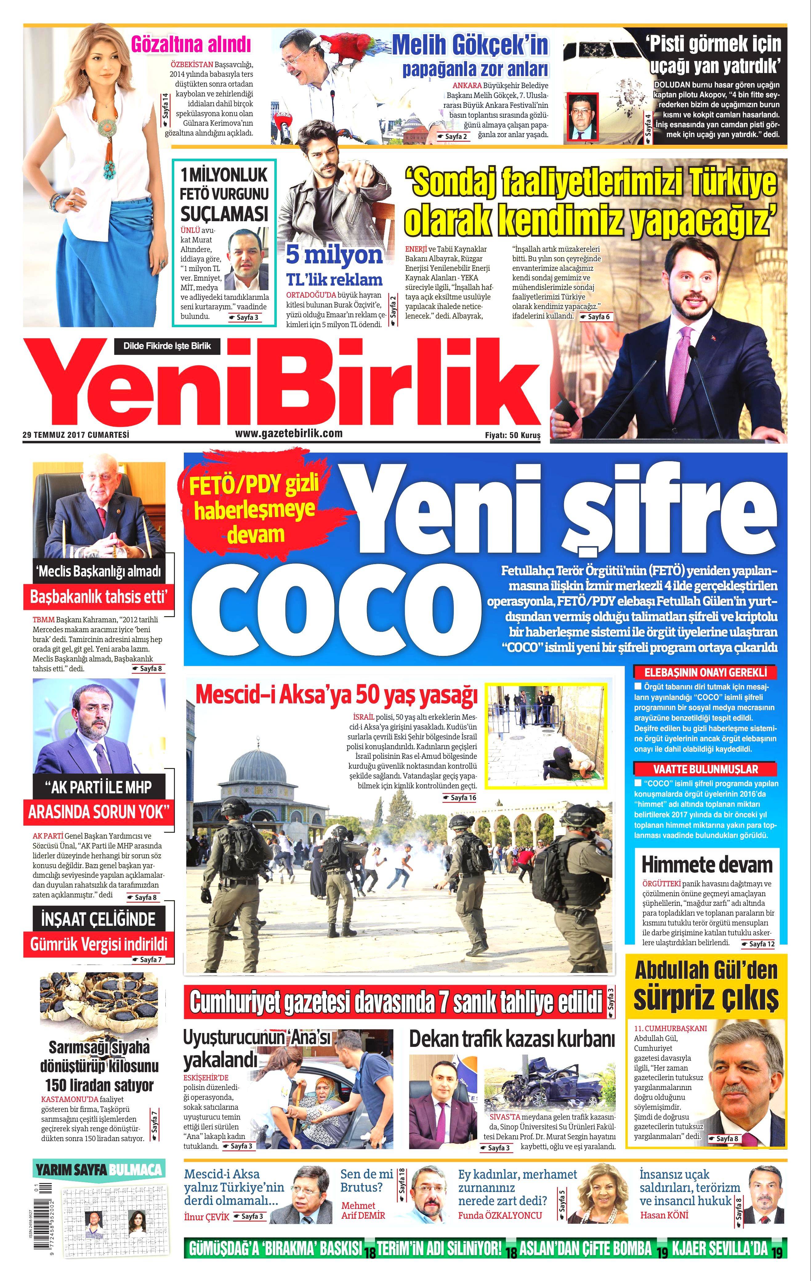 29 Temmuz 2017 gazete manşetleri - 31